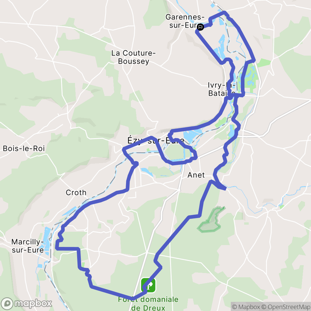 Garennes-sur-Eure : carte du parcours de randonnée - France