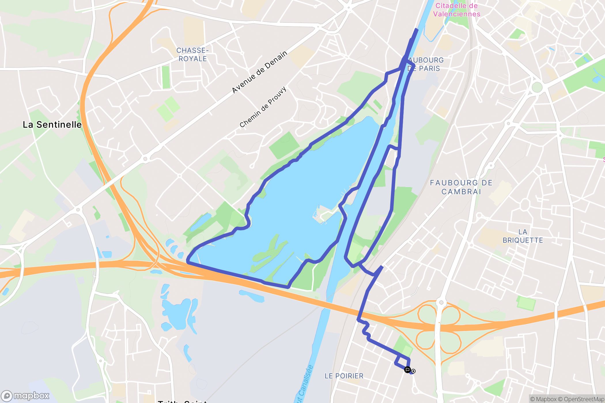 Aulnoy-lez-Valenciennes : carte du parcours de randonnée - France
