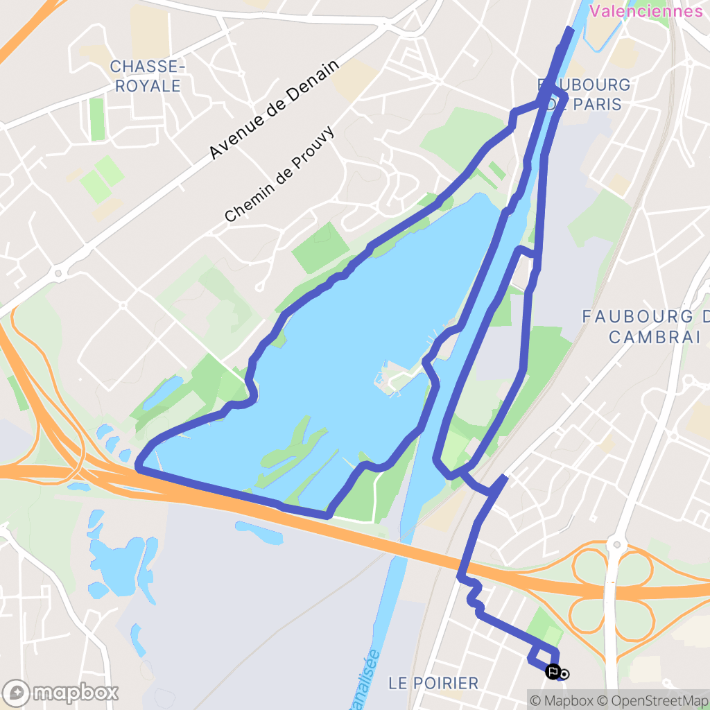 Aulnoy-lez-Valenciennes : carte du parcours de randonnée - France