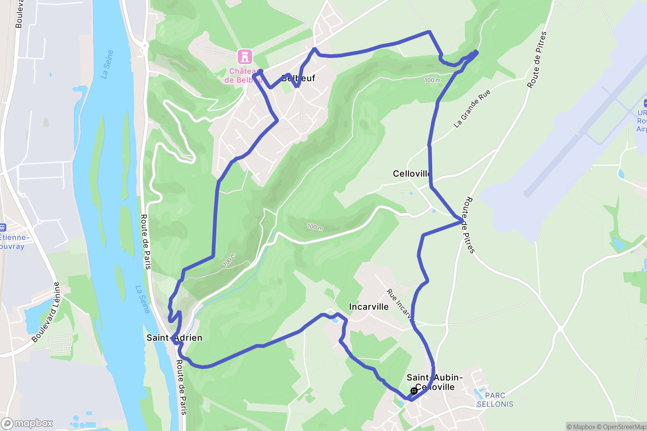 Saint-Aubin-Celloville : carte du parcours de randonnée - France