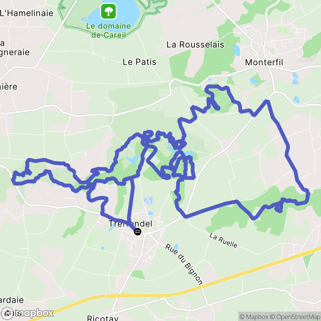 Treffendel : carte du parcours de randonnée - France