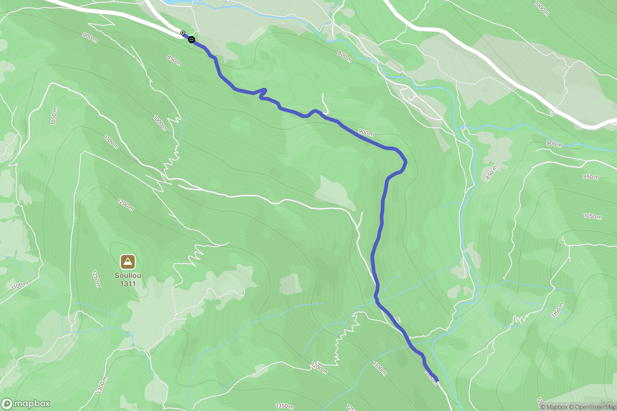 Aulus-les-Bains : carte du parcours de randonnée - France