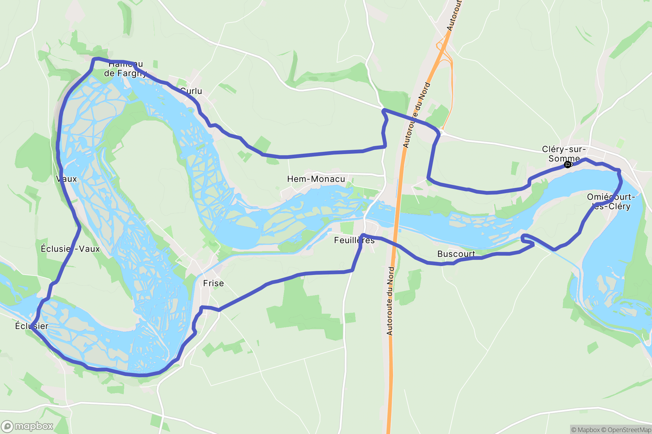Cléry-sur-Somme : carte du parcours de randonnée - France