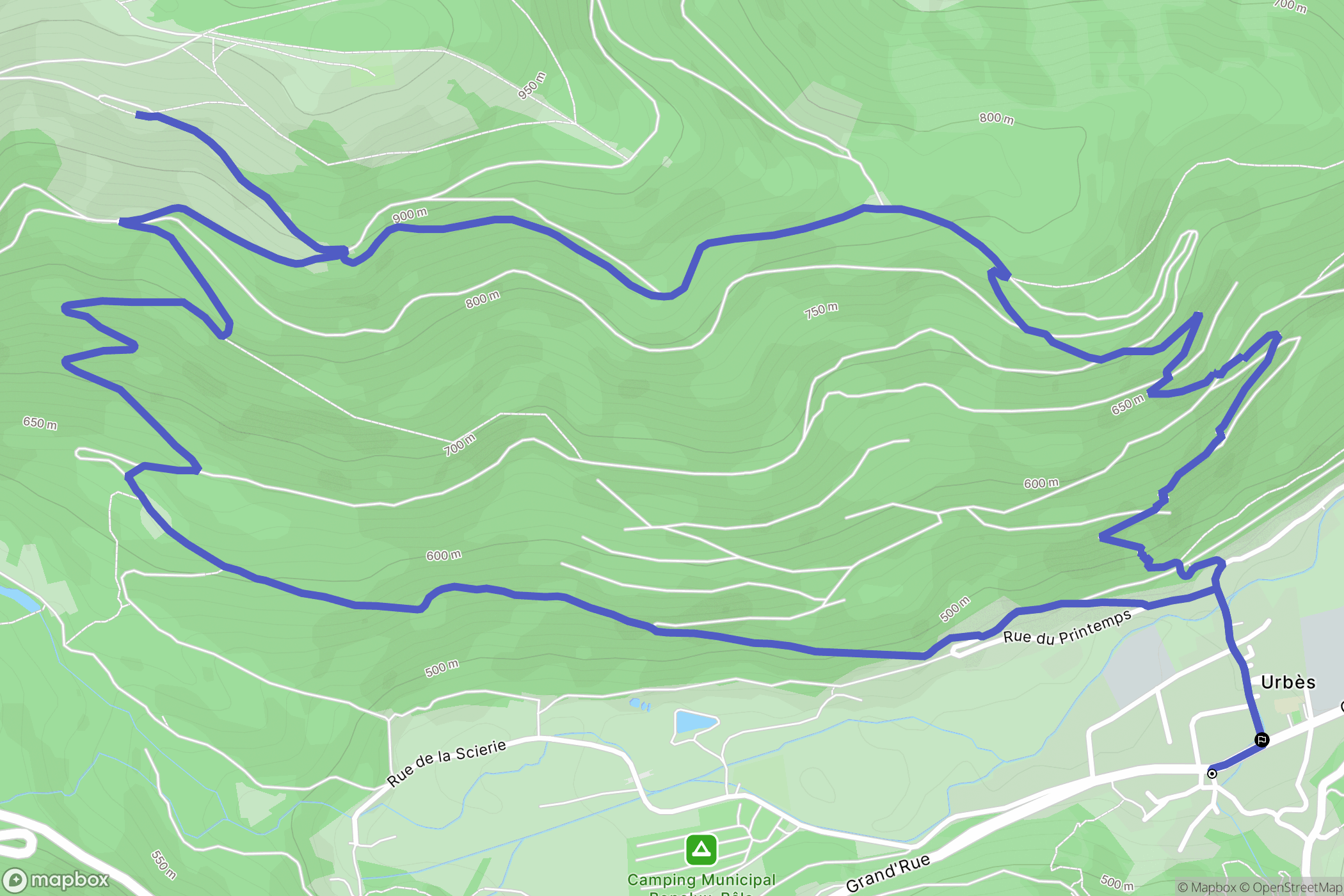 Urbès : carte du parcours de randonnée - France