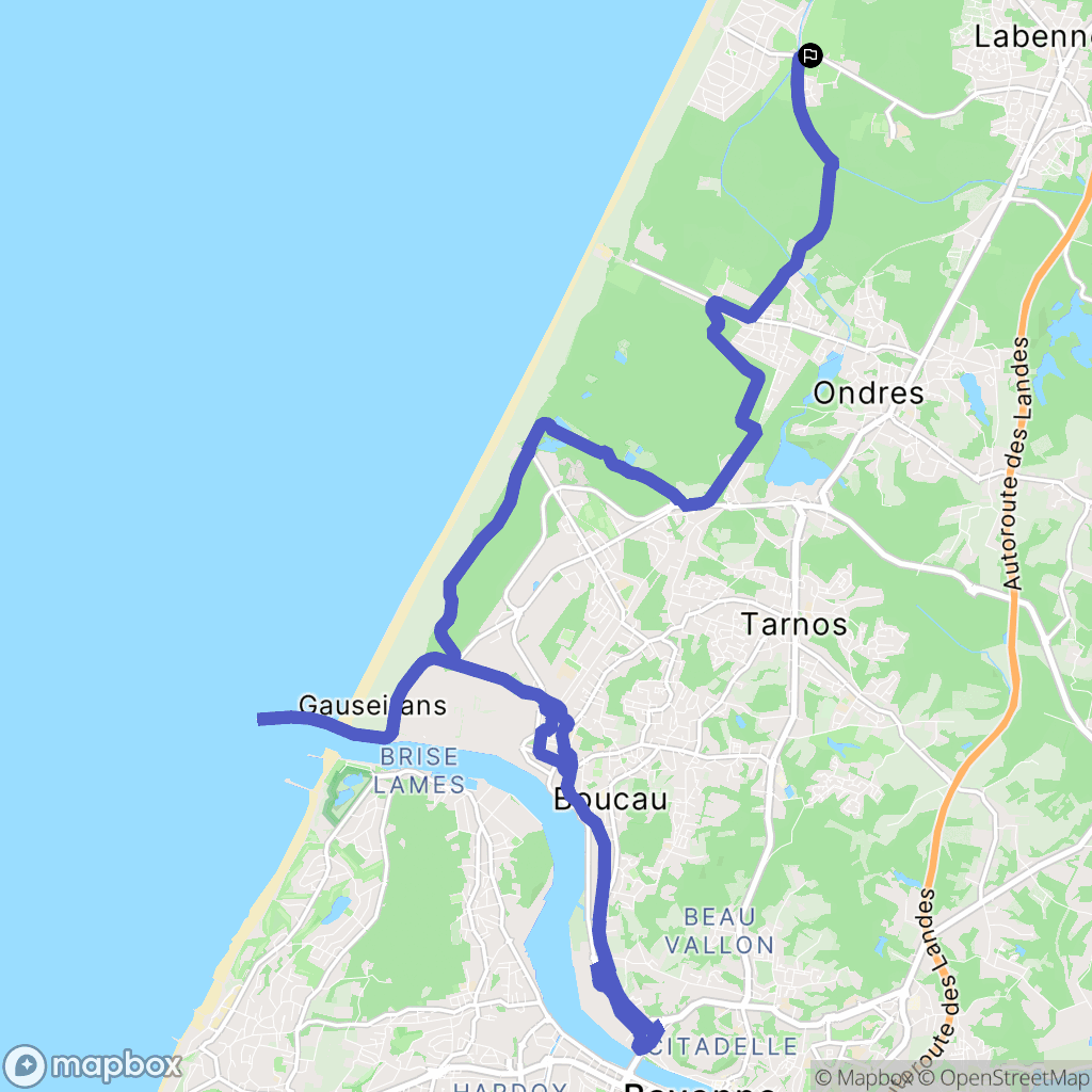 Labenne : carte du parcours de randonnée - France