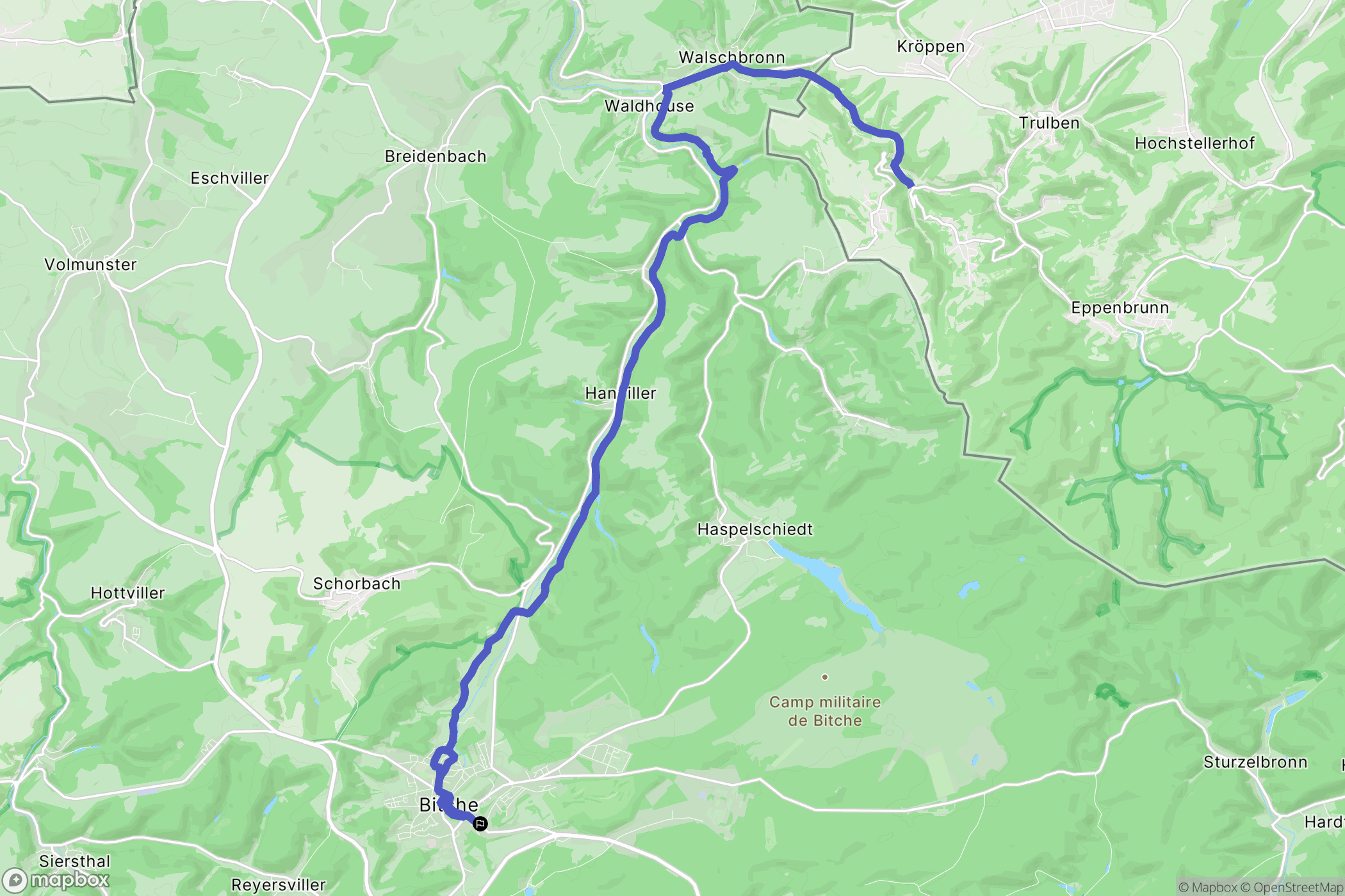 Bitche : carte du parcours de randonnée - France