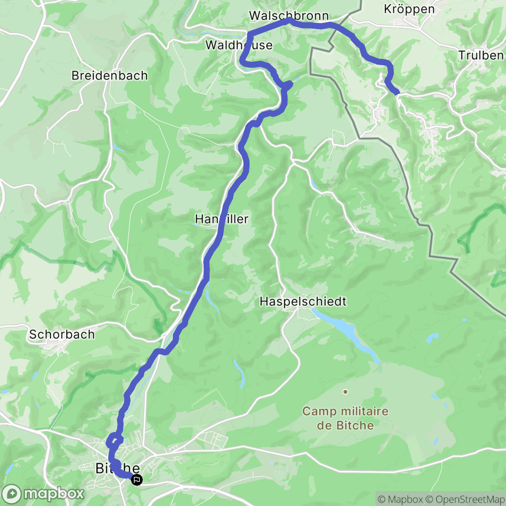 Bitche : carte du parcours de randonnée - France