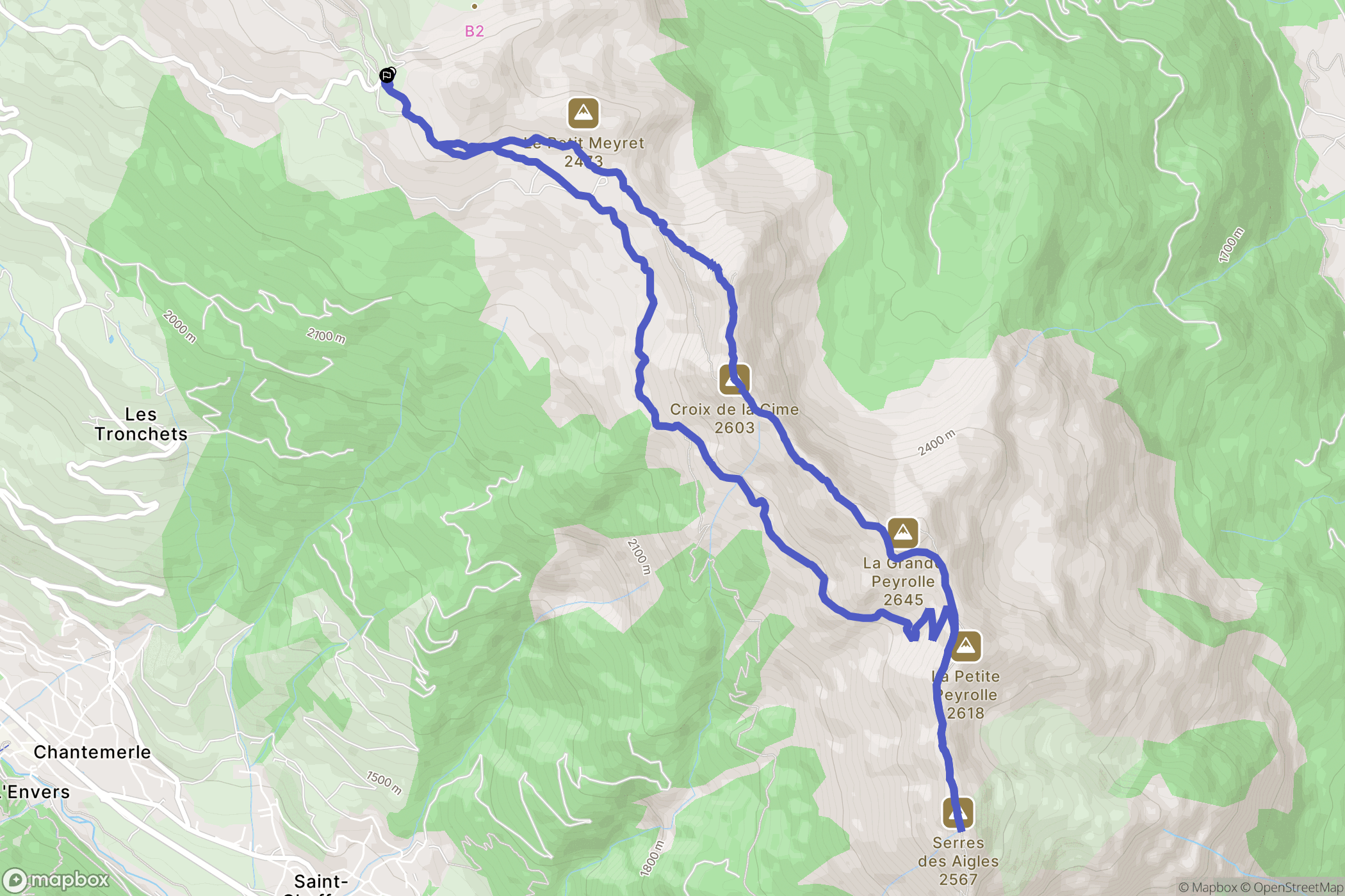 Saint-Chaffrey : carte du parcours de randonnée - France