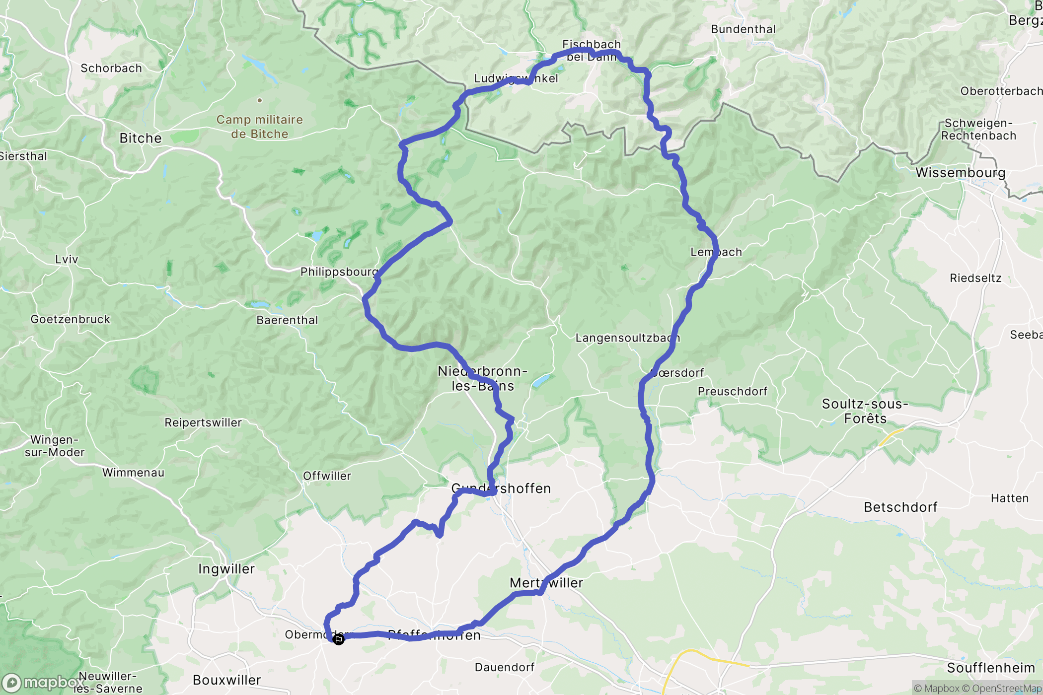Obermodern-Zutzendorf : carte du parcours de randonnée - France