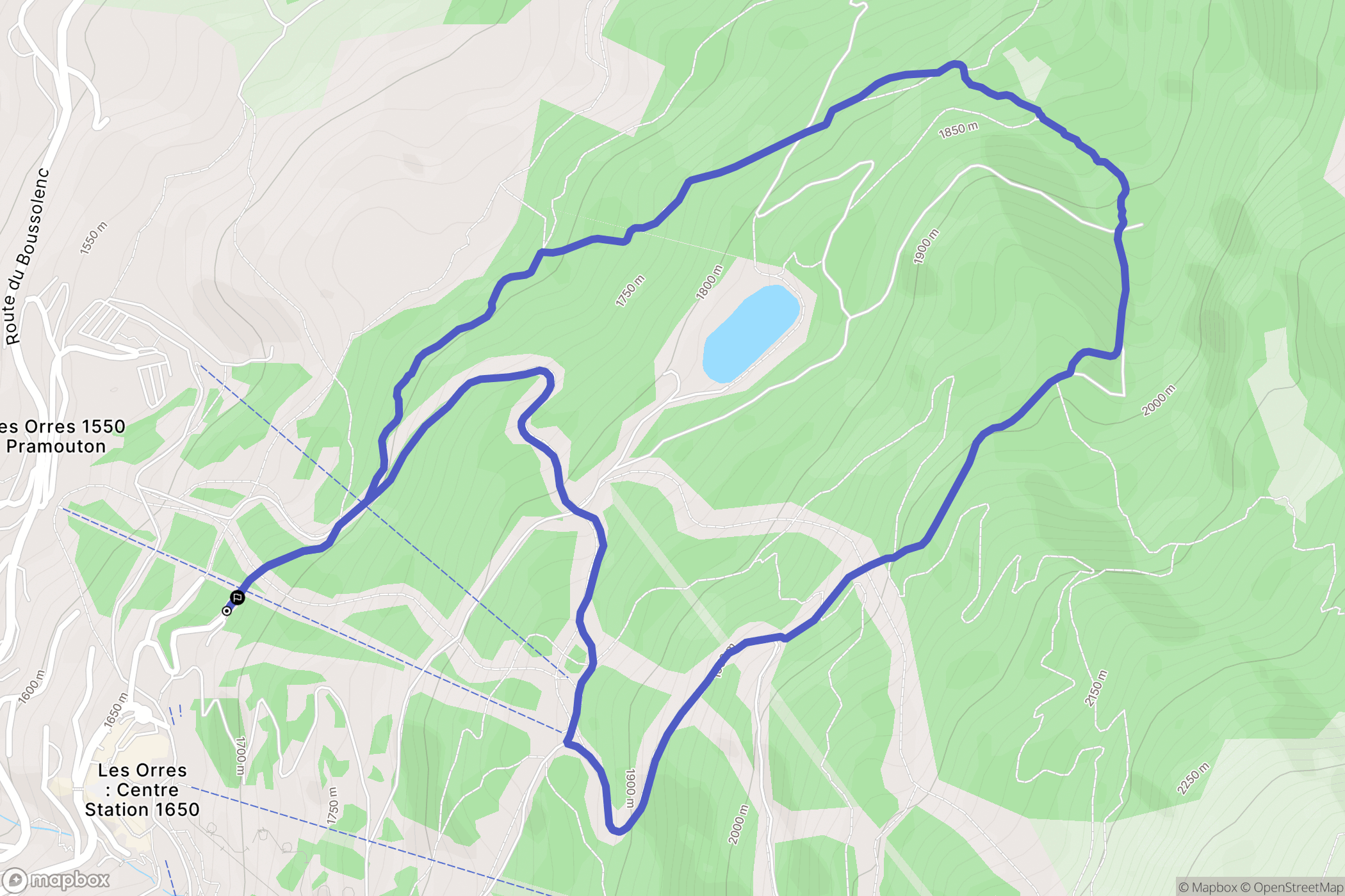 Les Orres : carte du parcours de randonnée - France