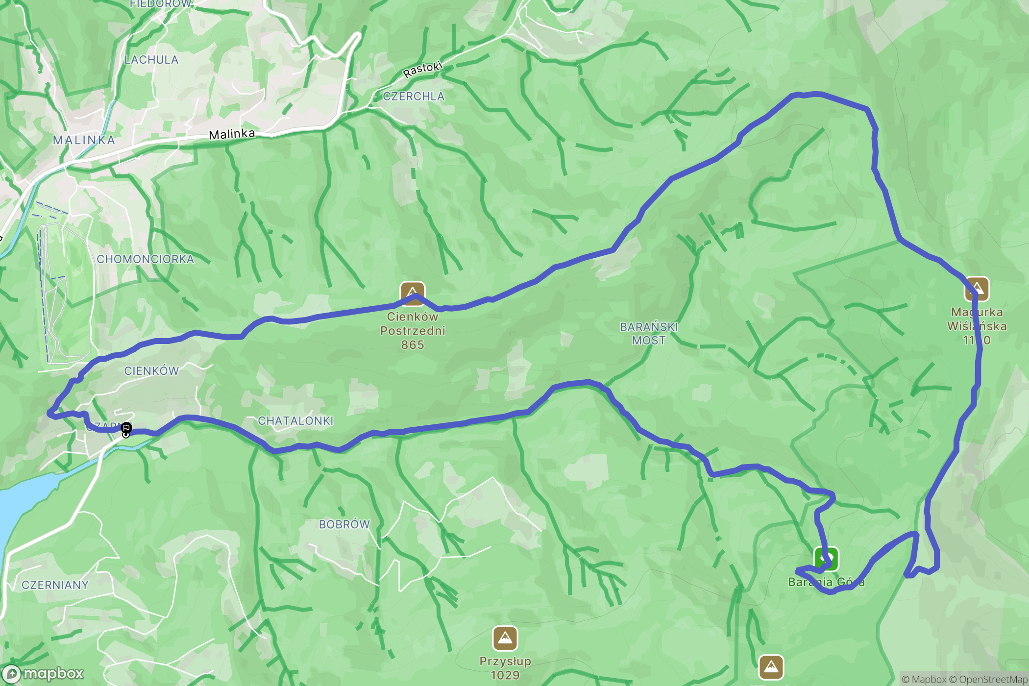 Wisła: mapa trasy - Poland