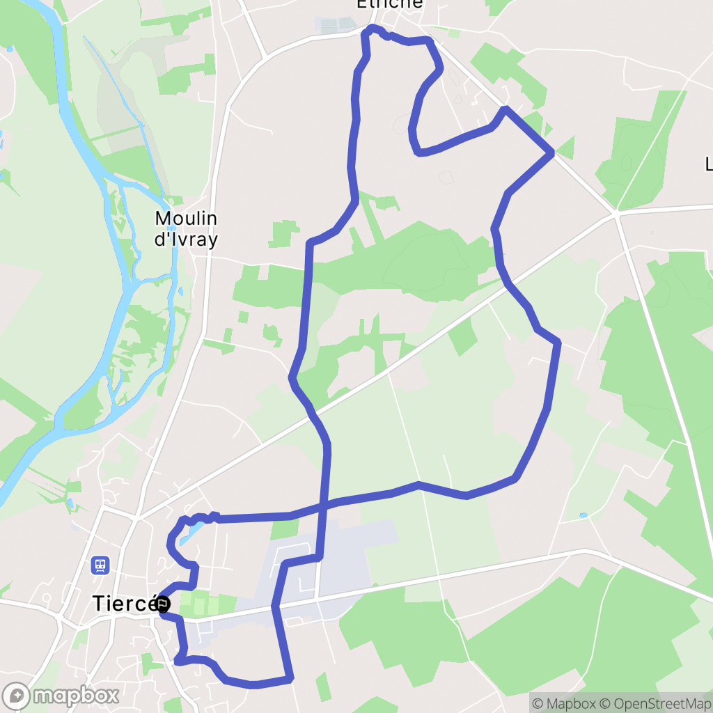 Tiercé : carte du parcours de randonnée - France
