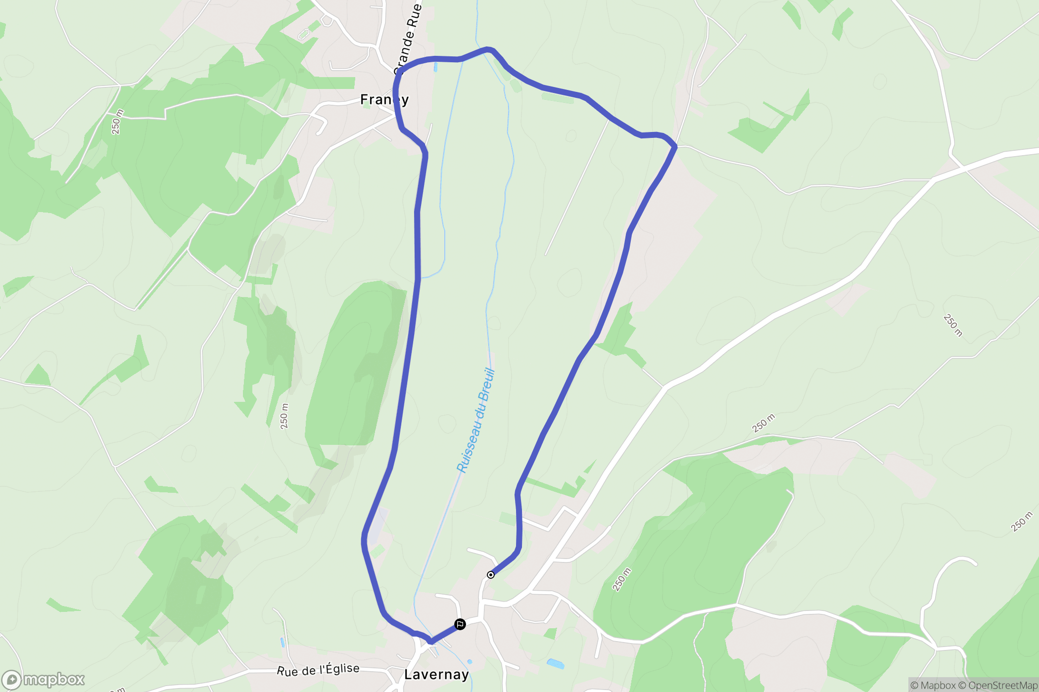 Lavernay : carte du parcours de randonnée - France