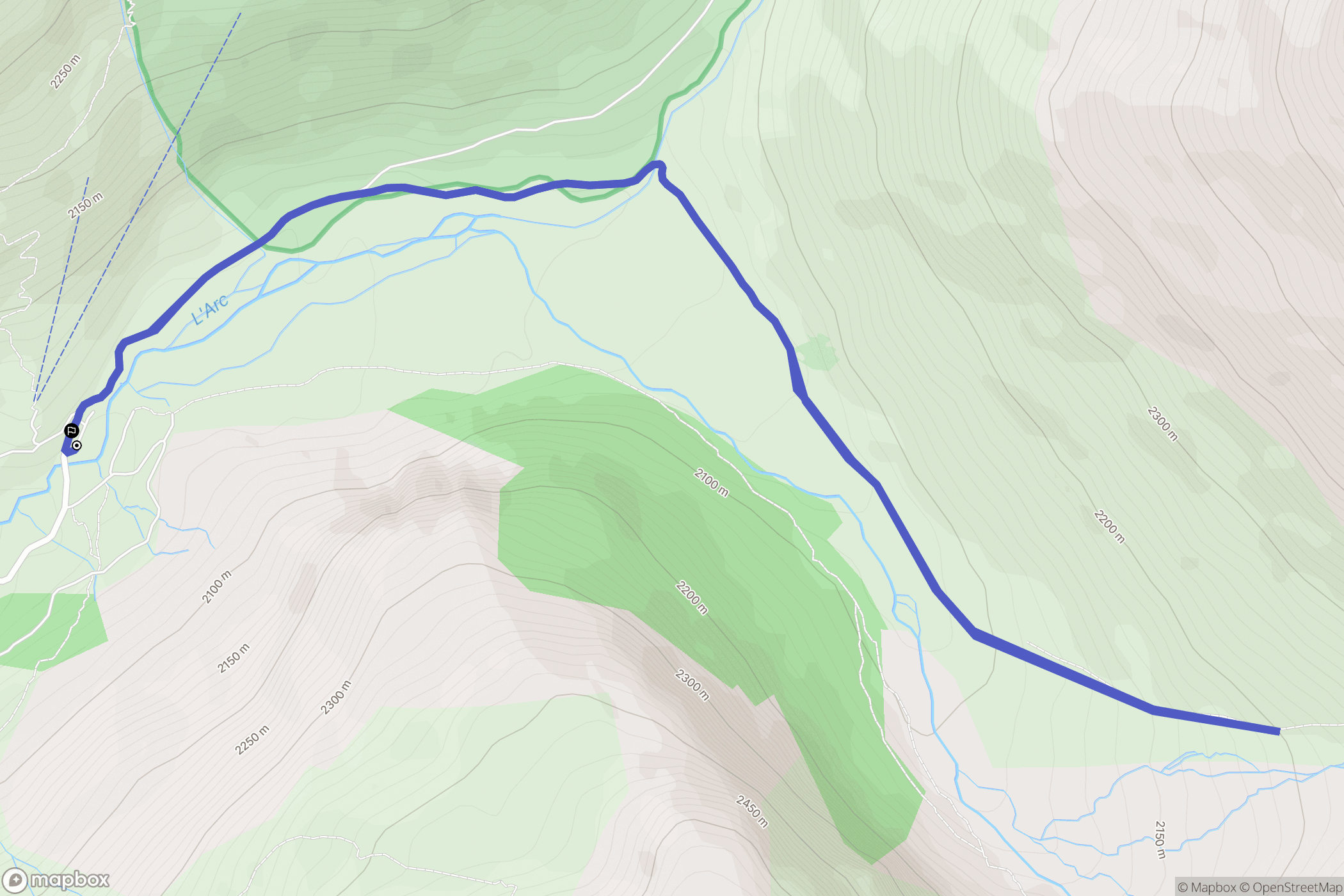 Bonneval-sur-Arc : carte du parcours de randonnée - France