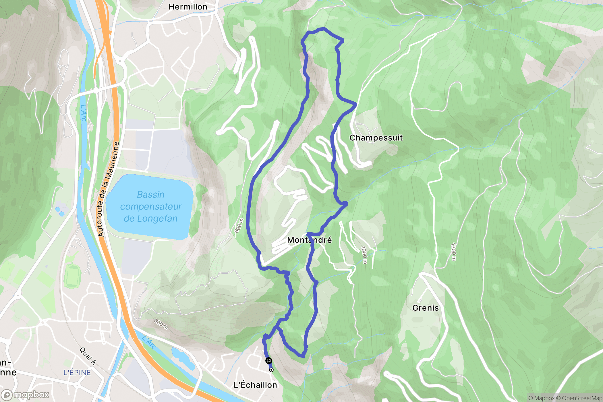 La Tour-en-Maurienne : carte du parcours de randonnée - France