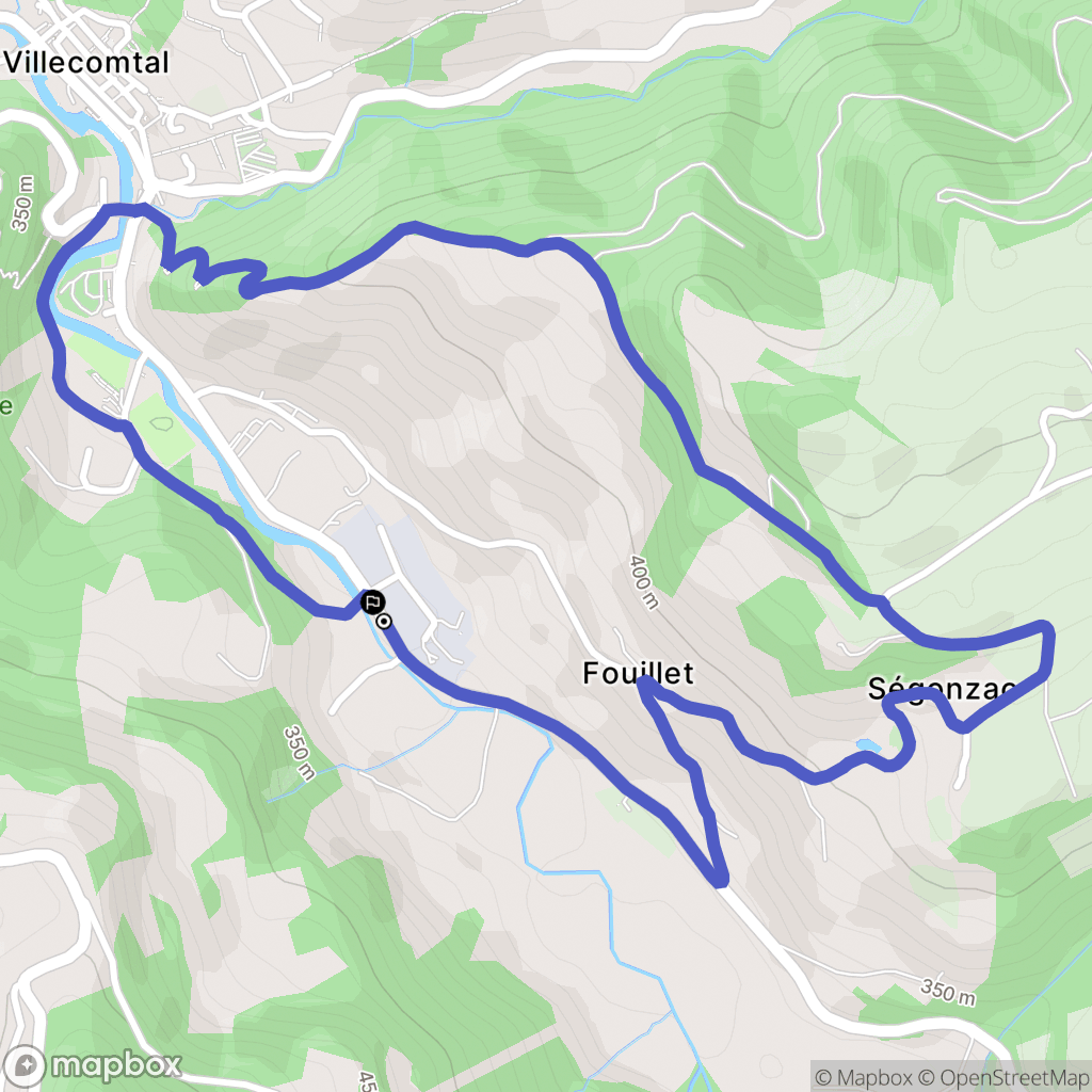 Villecomtal : carte du parcours de randonnée - France