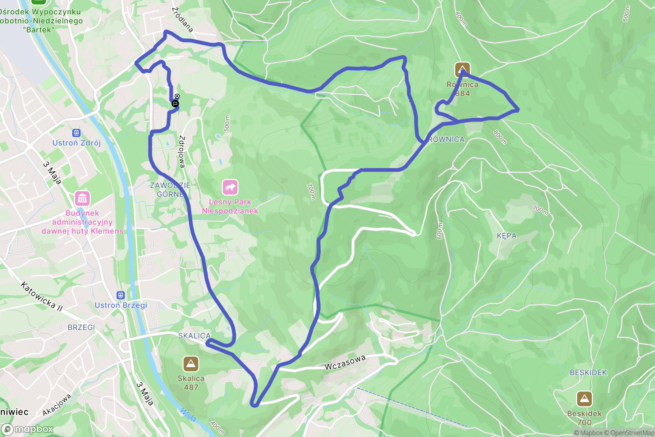 Ustroń: mapa trasy - Poland