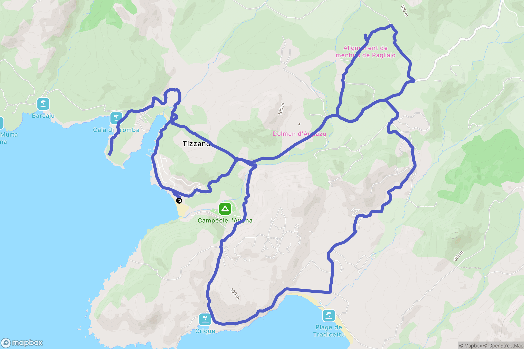 Sartène : carte du parcours de randonnée - France