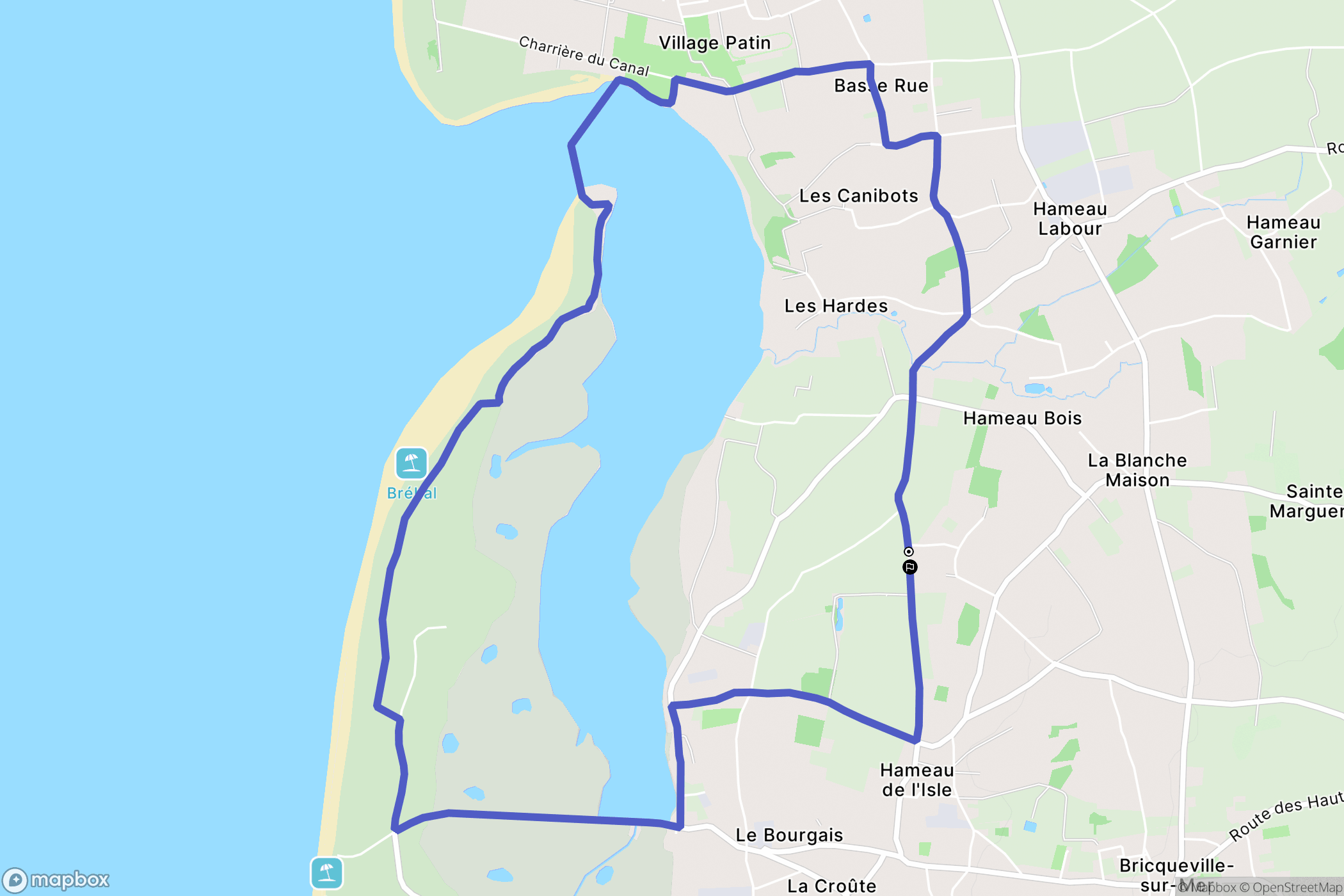 Bricqueville-sur-Mer : carte du parcours de randonnée - France
