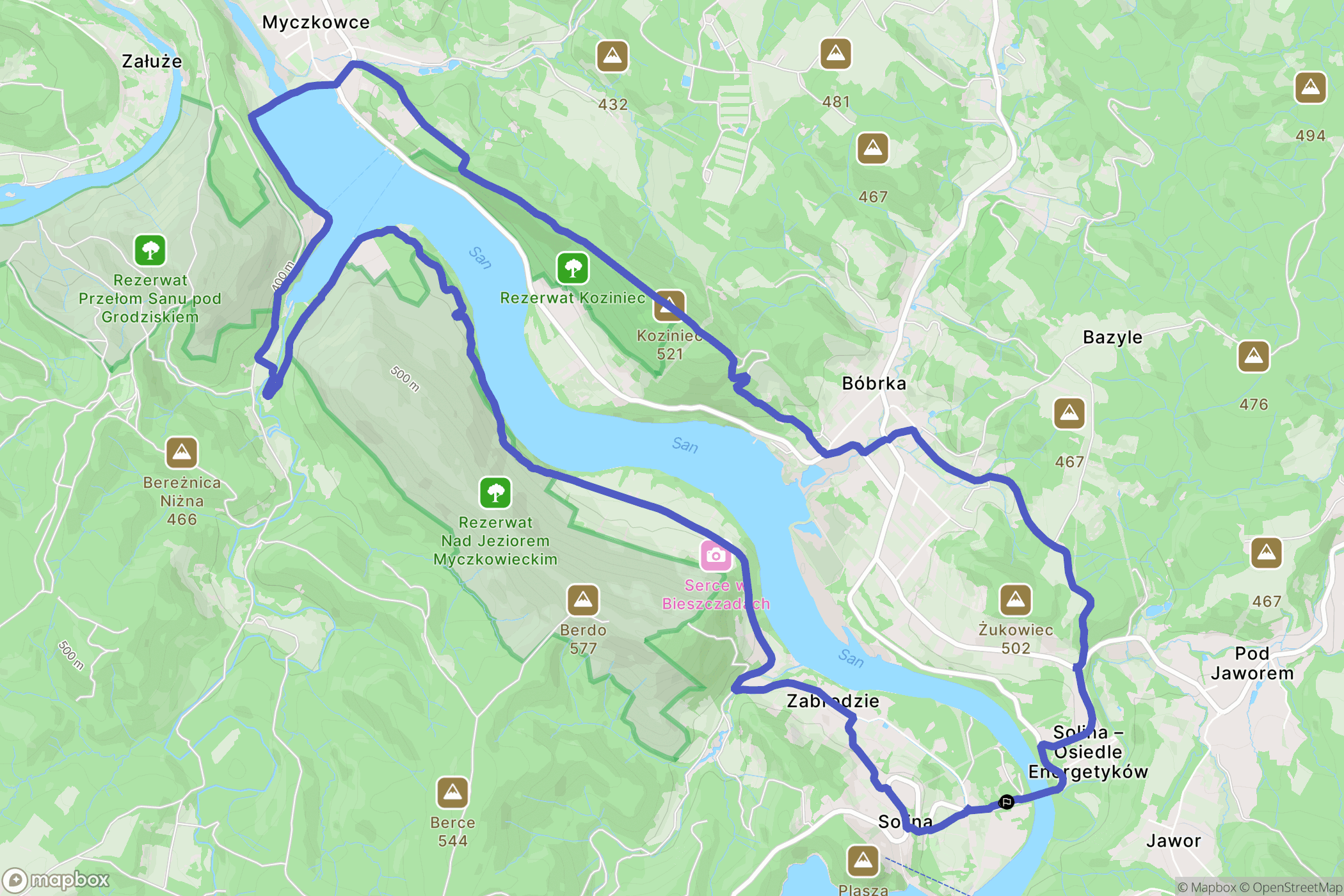 Solina: mapa trasy - Poland