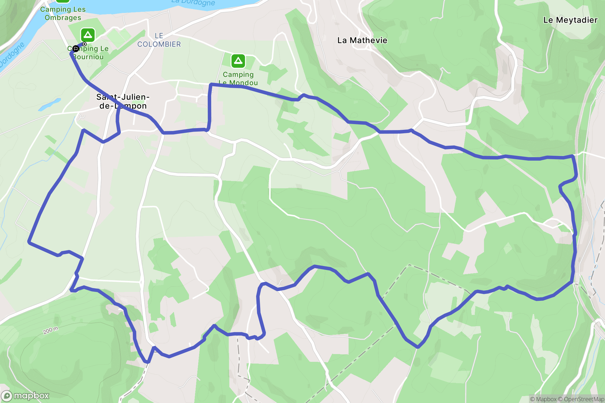 Saint-Julien-de-Lampon : carte du parcours de randonnée - France