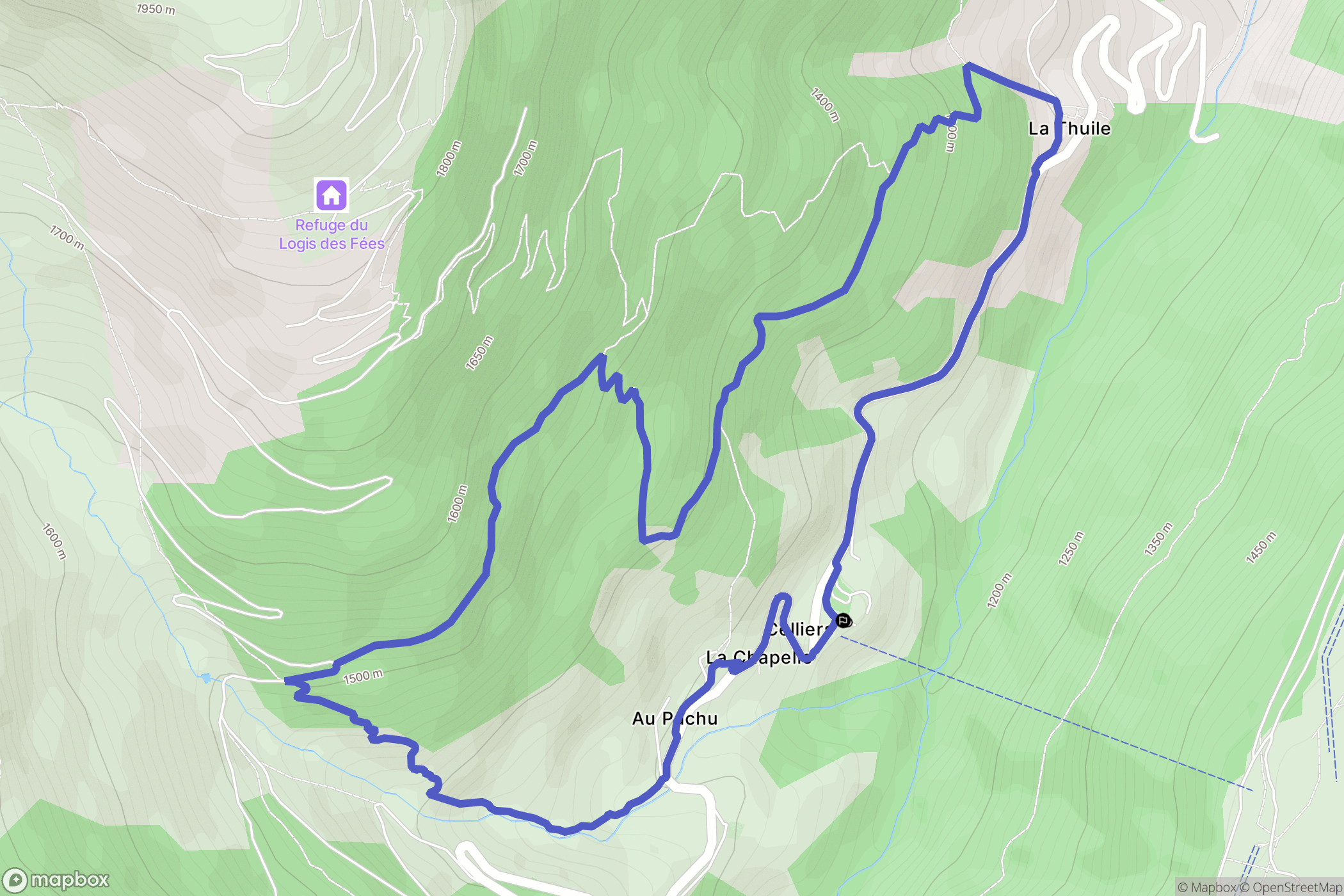 La Léchère : carte du parcours de randonnée - France