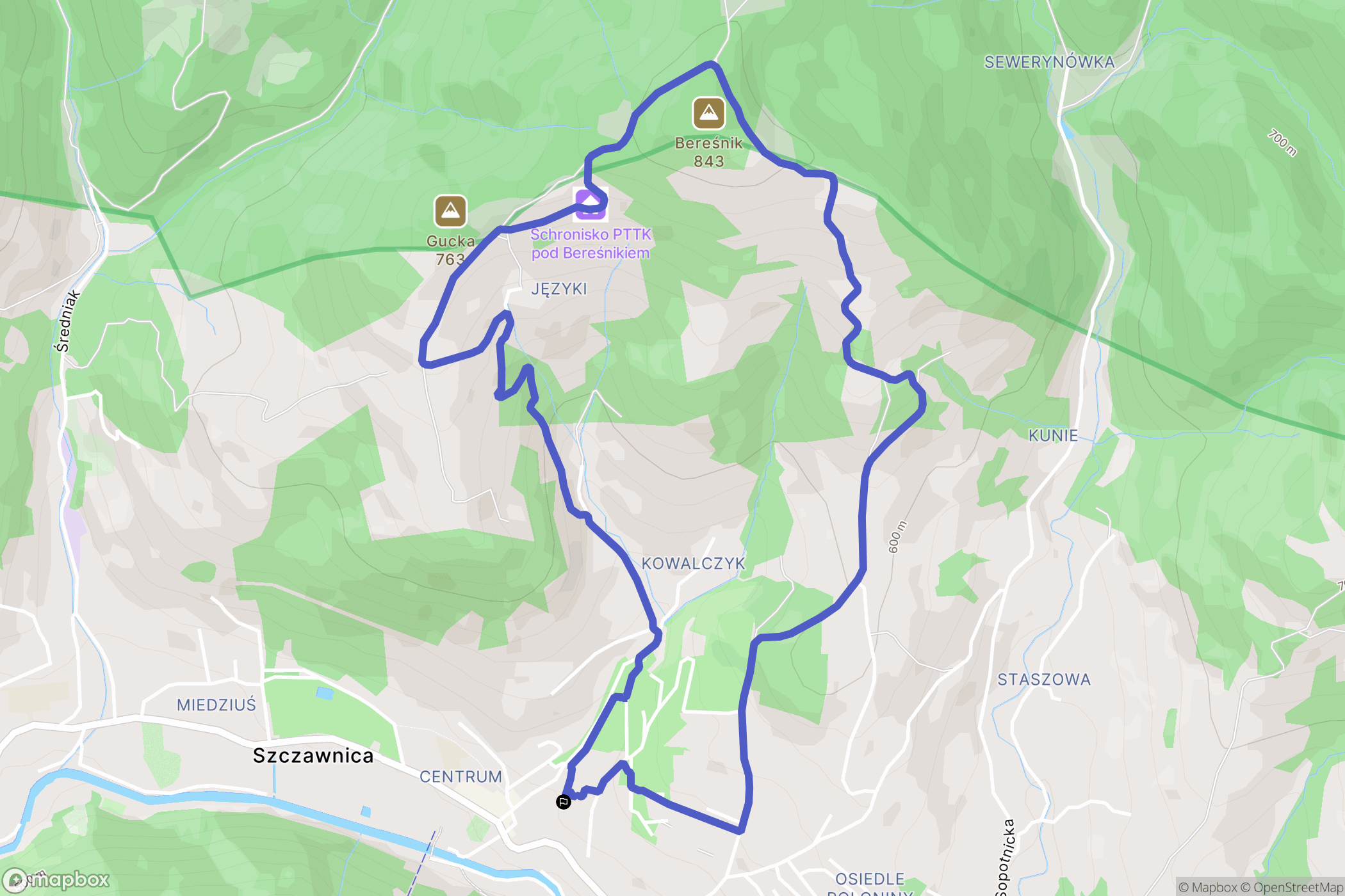 Szczawnica: mapa trasy - Poland