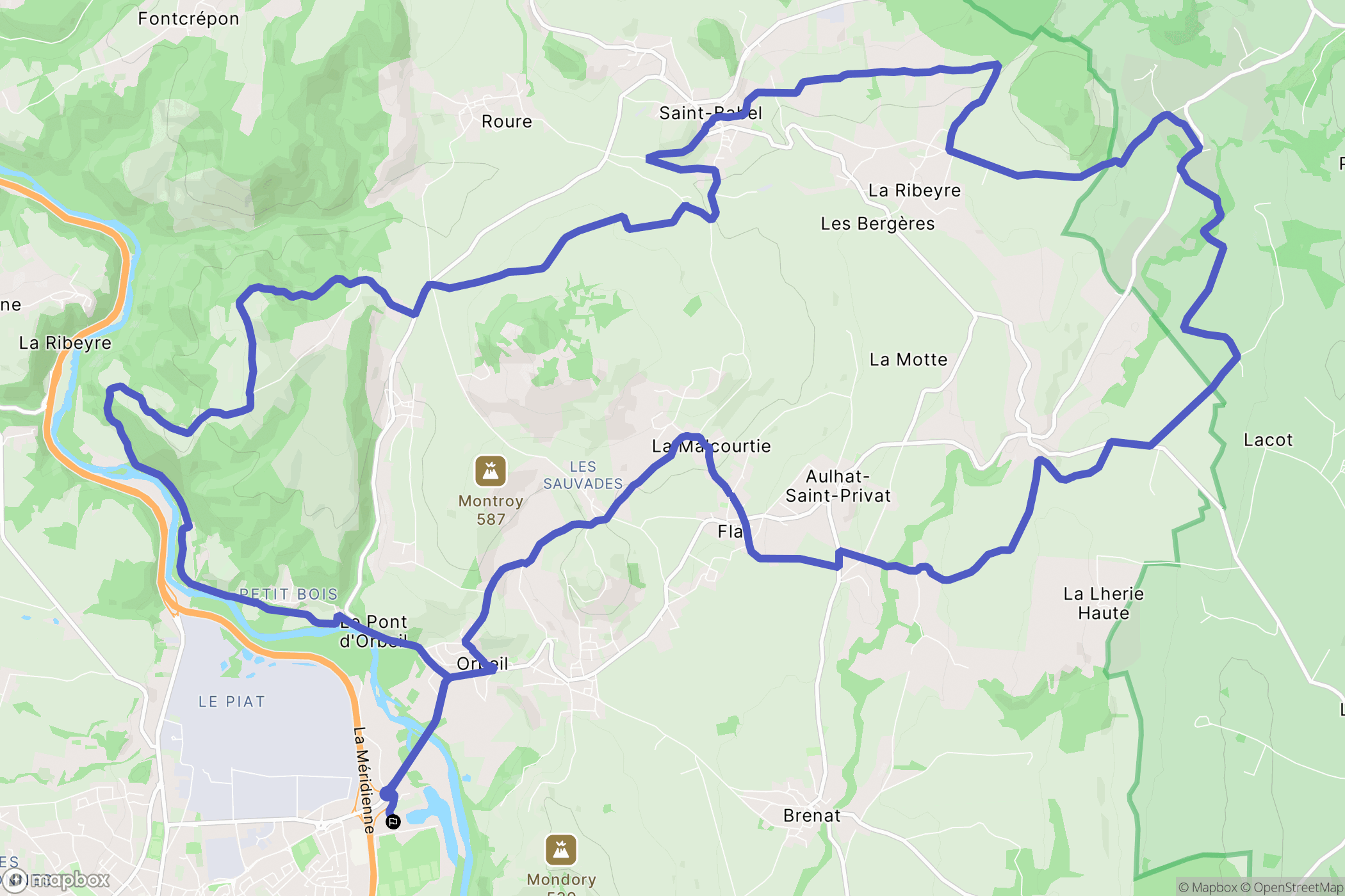 Issoire : carte du parcours de randonnée - France
