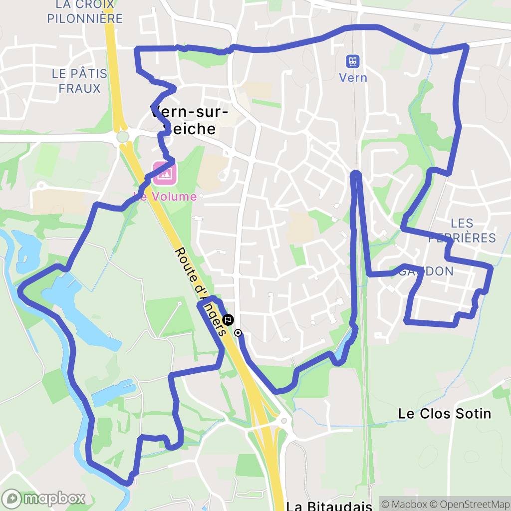 Vern-sur-Seiche : carte du parcours de randonnée - France
