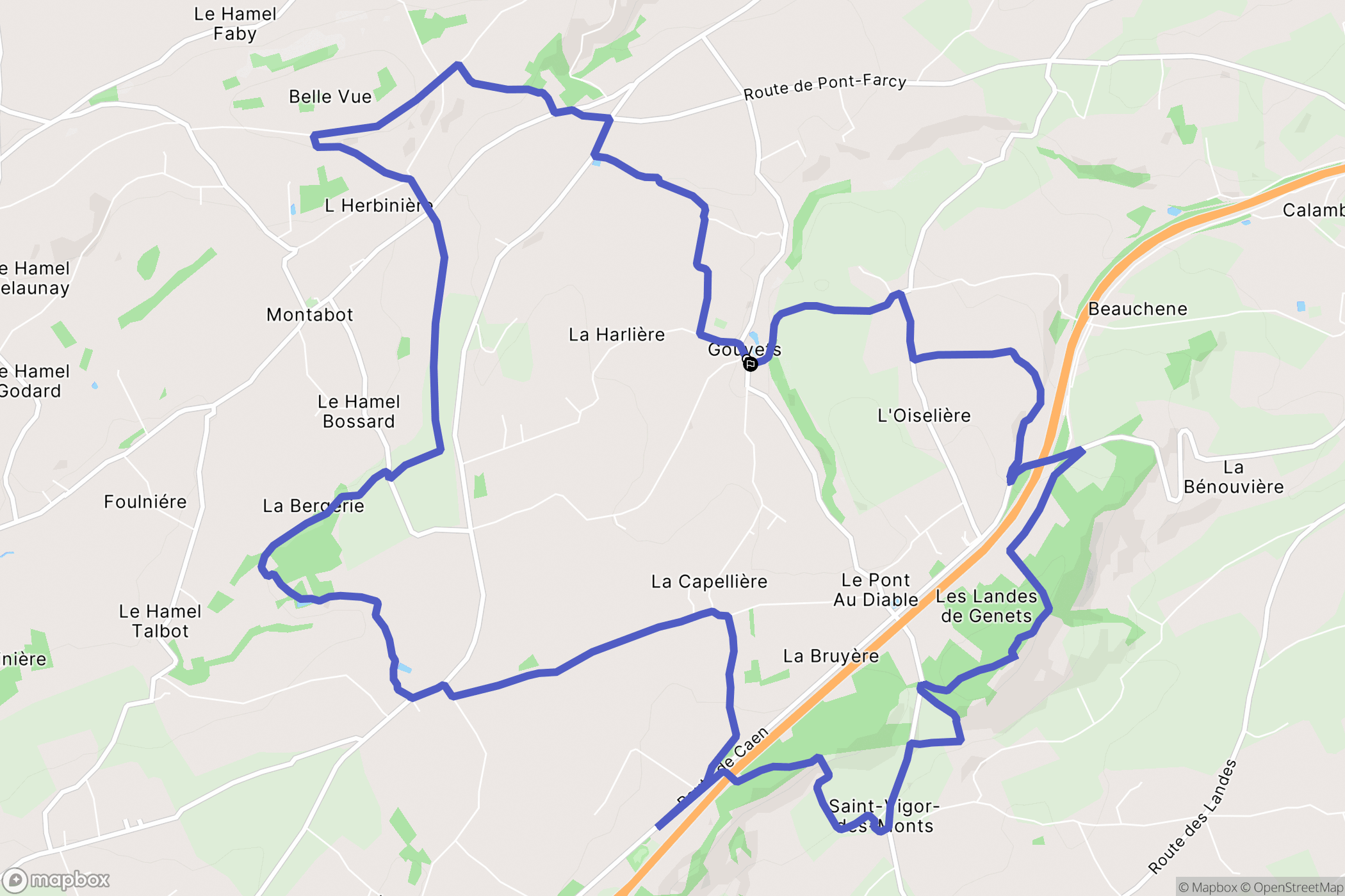 Gouvets : carte du parcours de randonnée - France