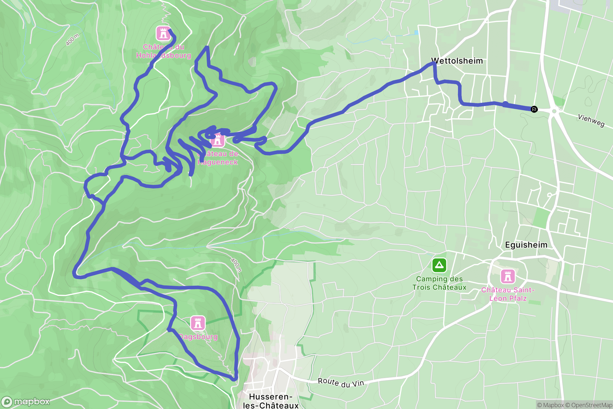 Wettolsheim : carte du parcours de randonnée - France