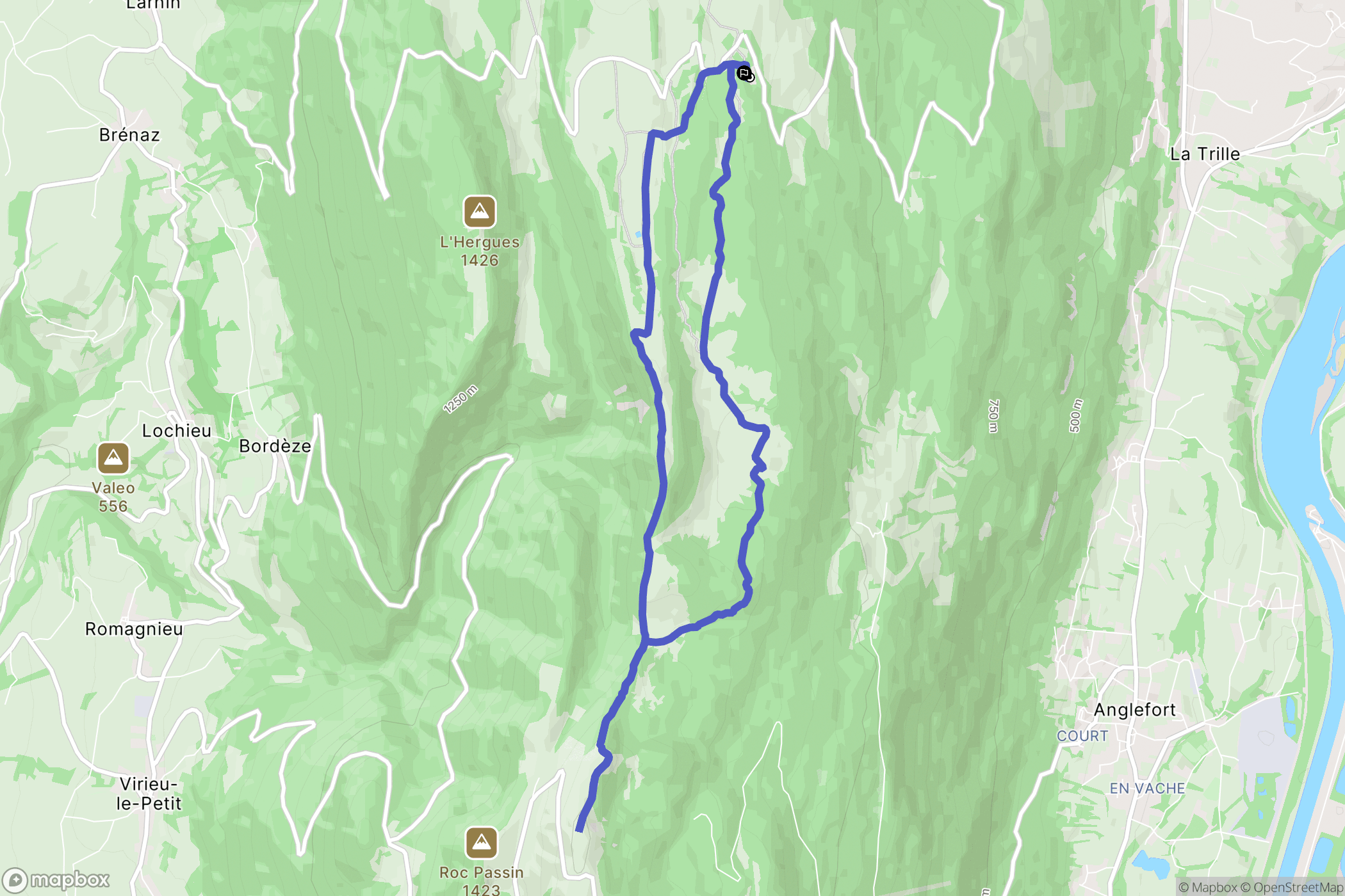 Corbonod : carte du parcours de randonnée - France