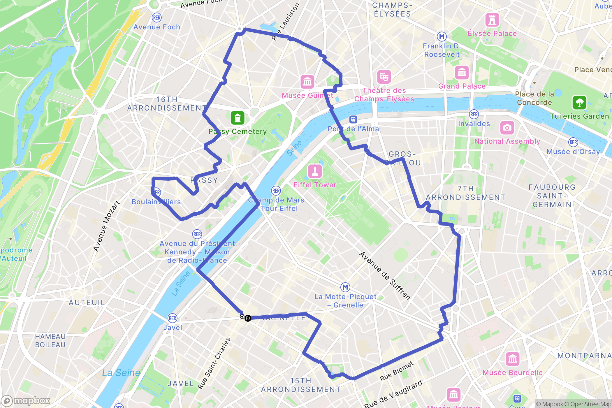 Paris : carte du parcours de randonnée - France