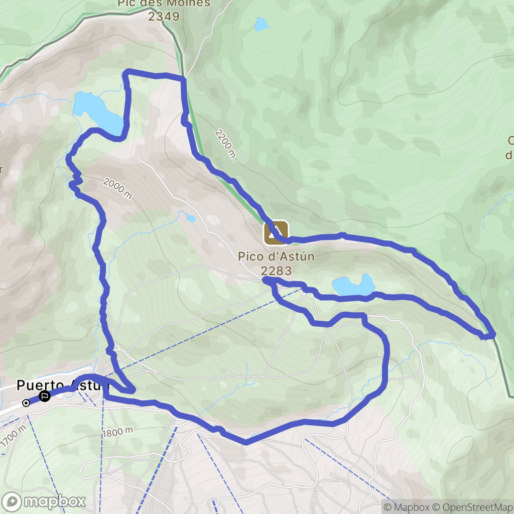 Astún : carte du parcours de randonnée - Spain