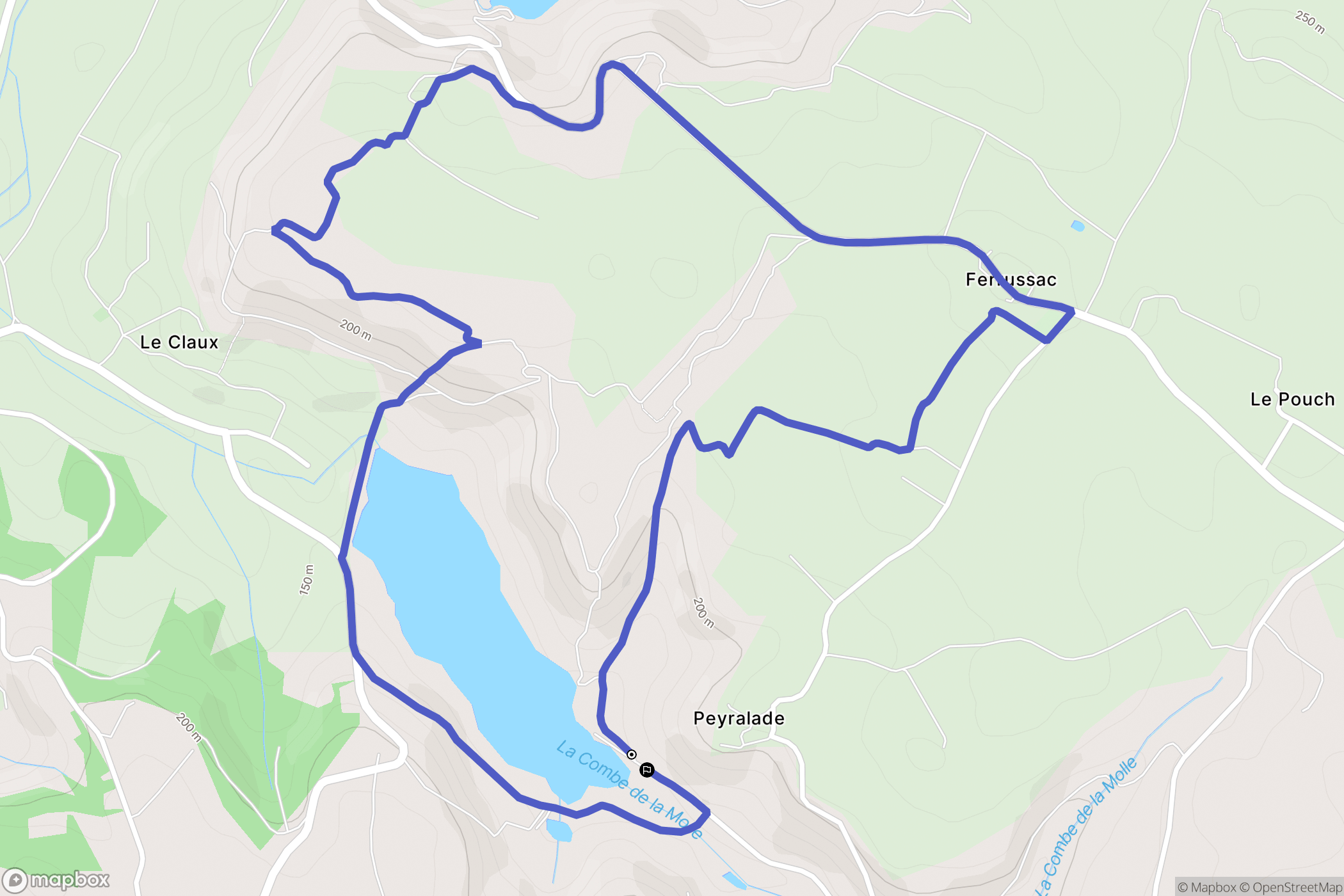 Roquecor : carte du parcours de randonnée - France