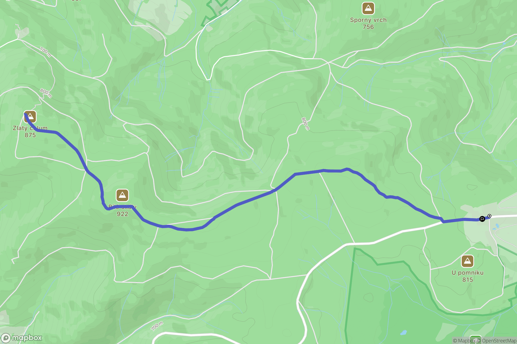 Zlaté Hory: mapa trasy - Czechia