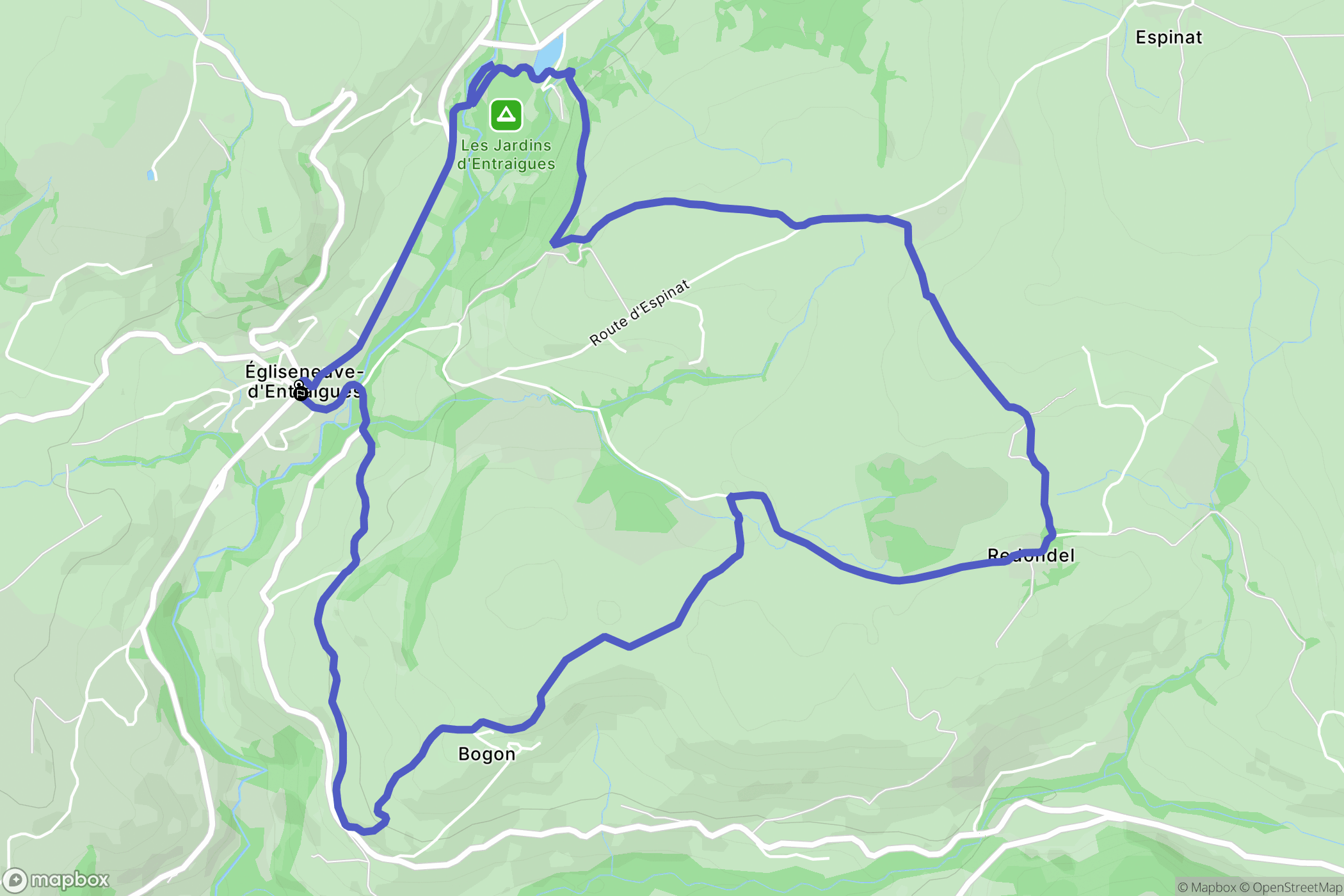 Égliseneuve-d'Entraigues : carte du parcours de randonnée - France