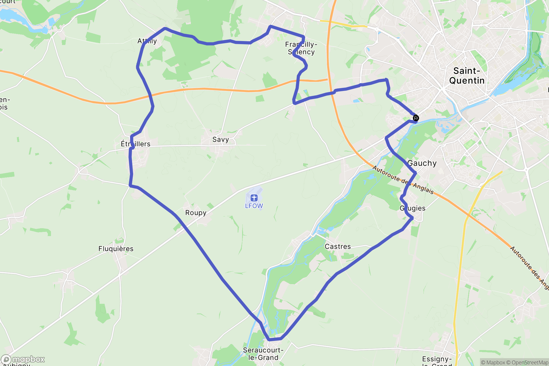 Saint-Quentin : carte du parcours de randonnée - France