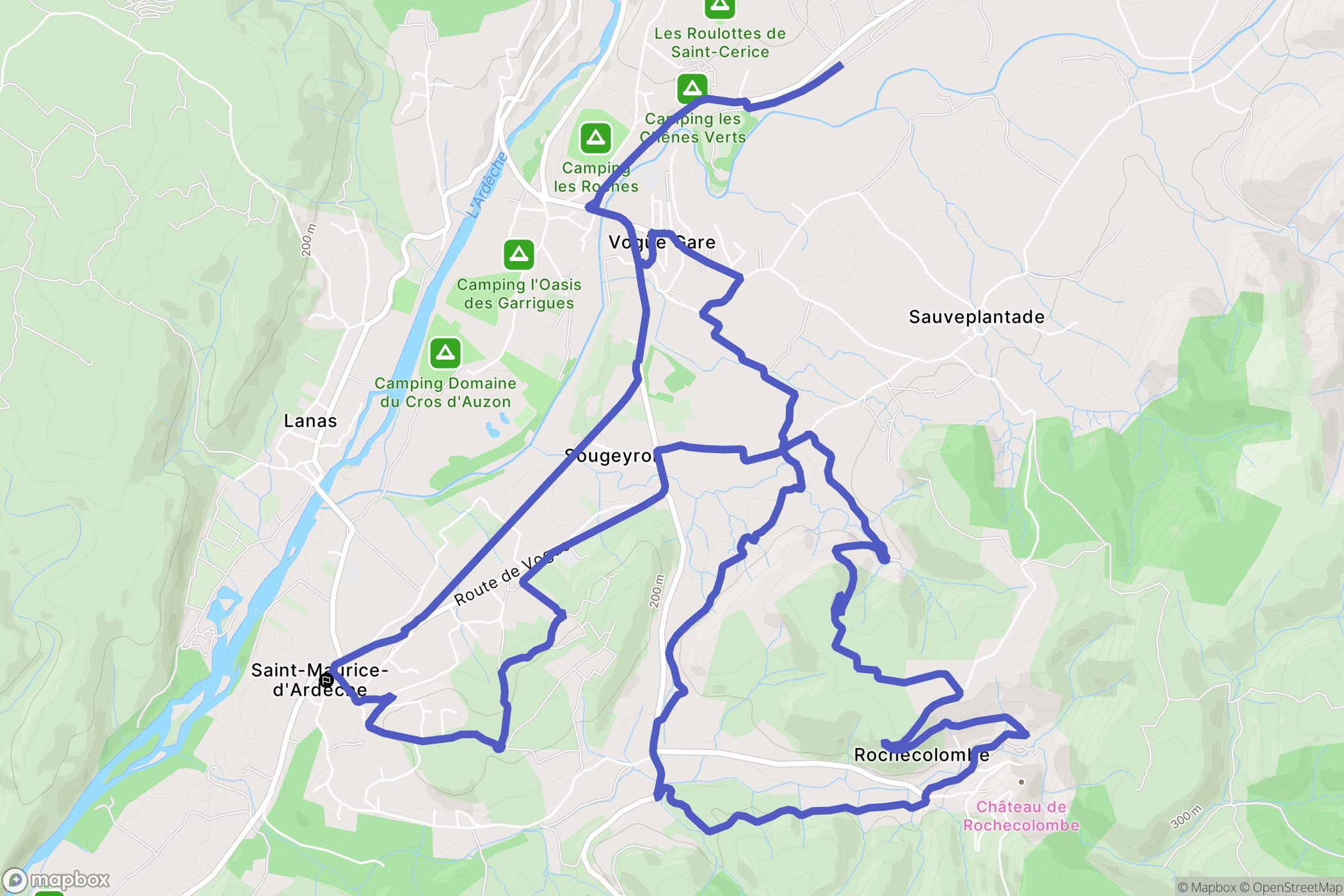 Saint-Maurice-d'Ardèche : carte du parcours de randonnée - France