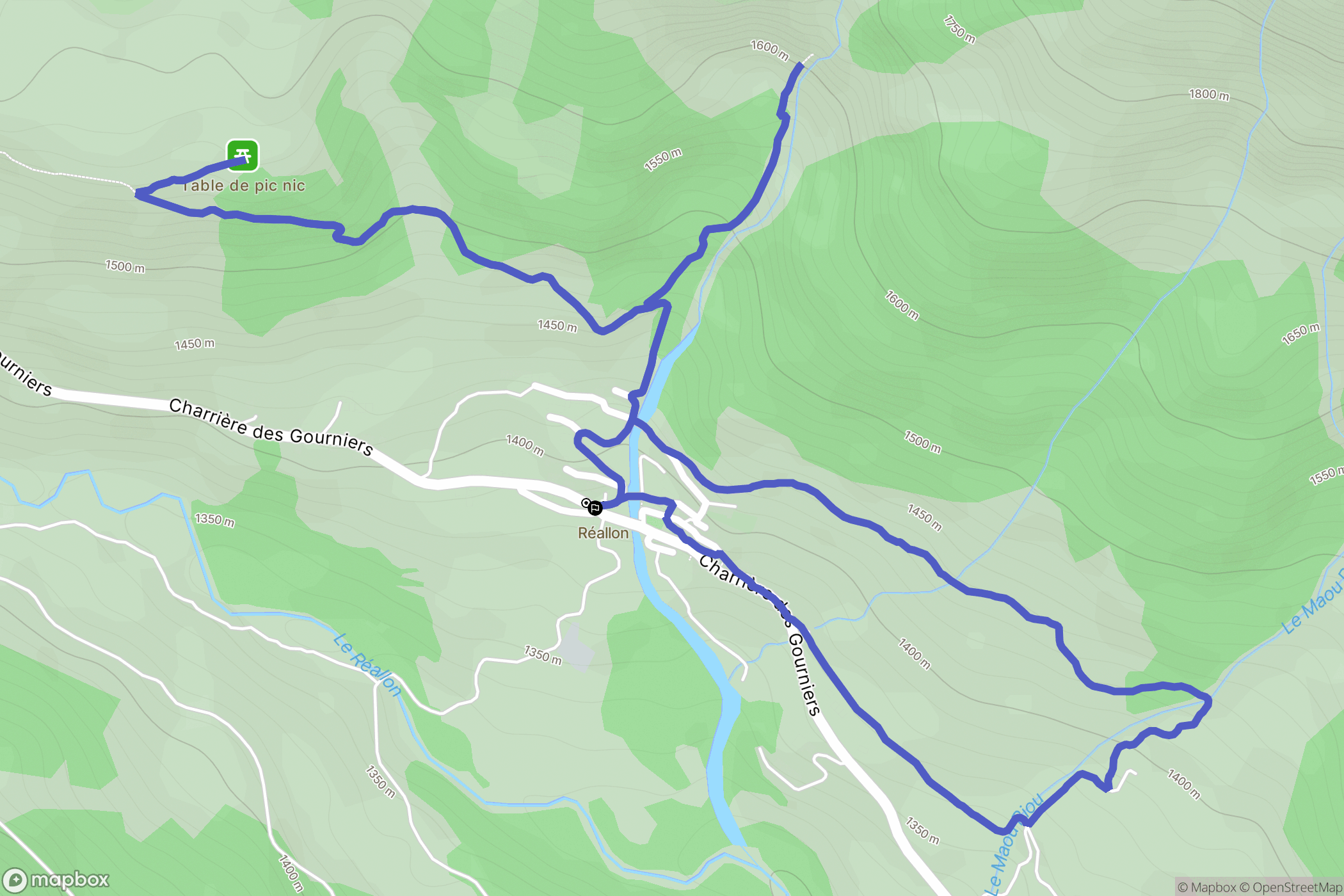 Réallon : carte du parcours de randonnée - France