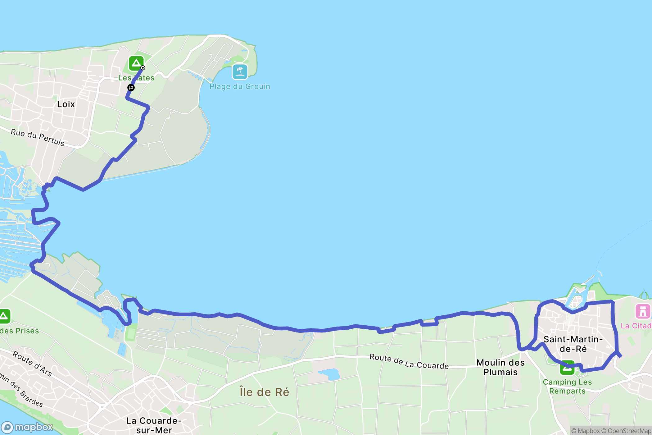 Loix : carte du parcours de randonnée - France
