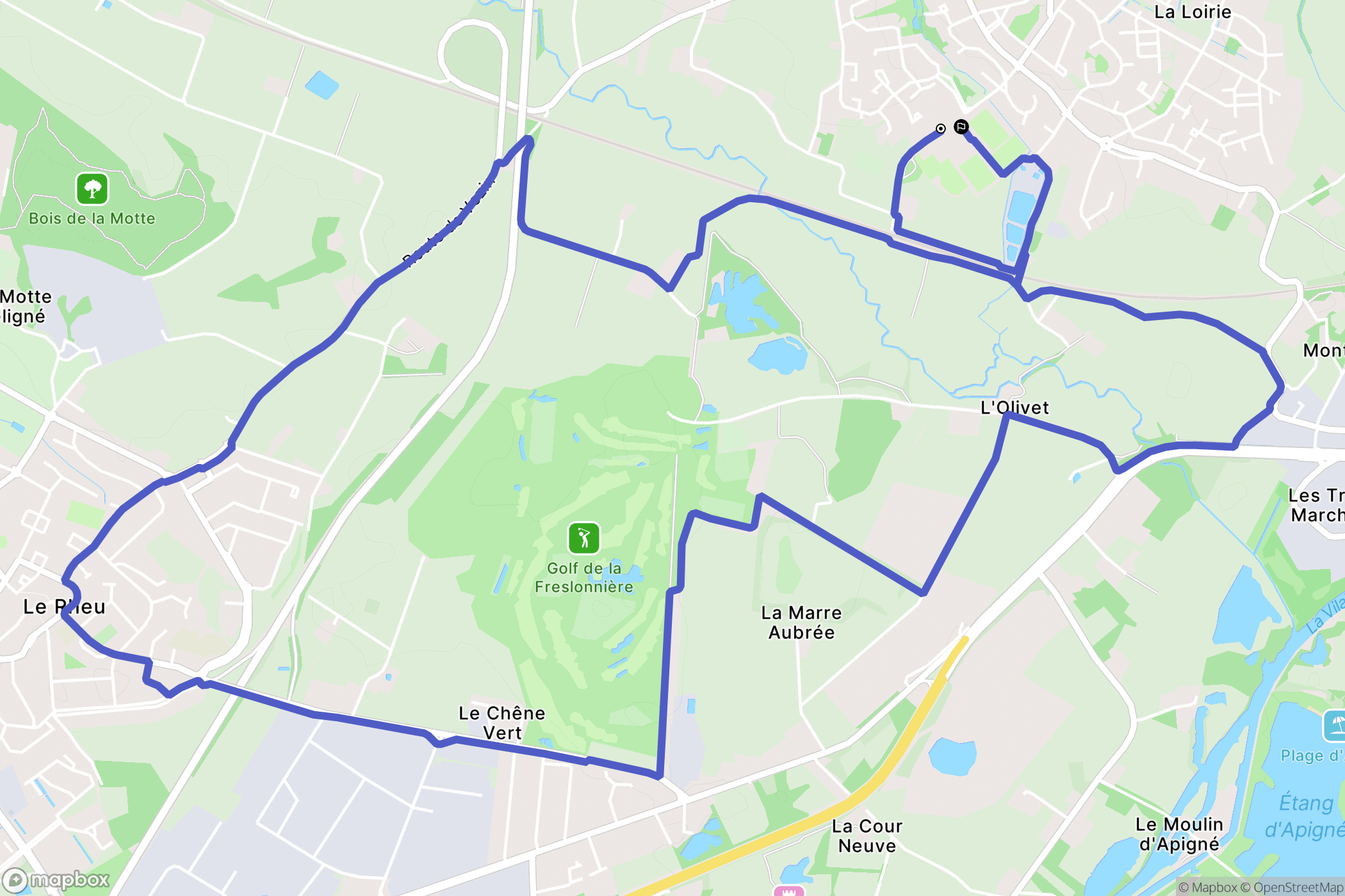 Vezin-le-Coquet : carte du parcours de randonnée - France