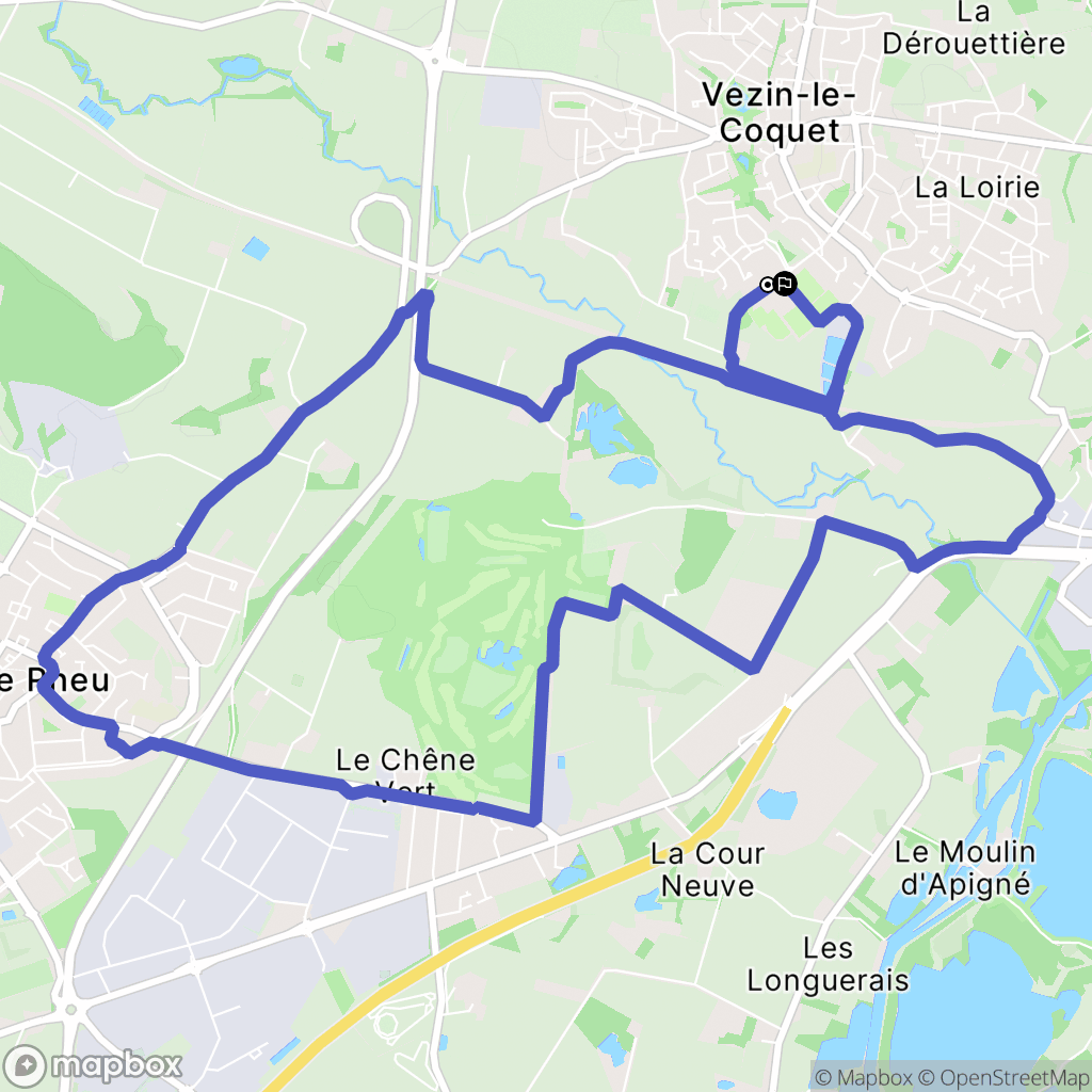 Vezin-le-Coquet : carte du parcours de randonnée - France