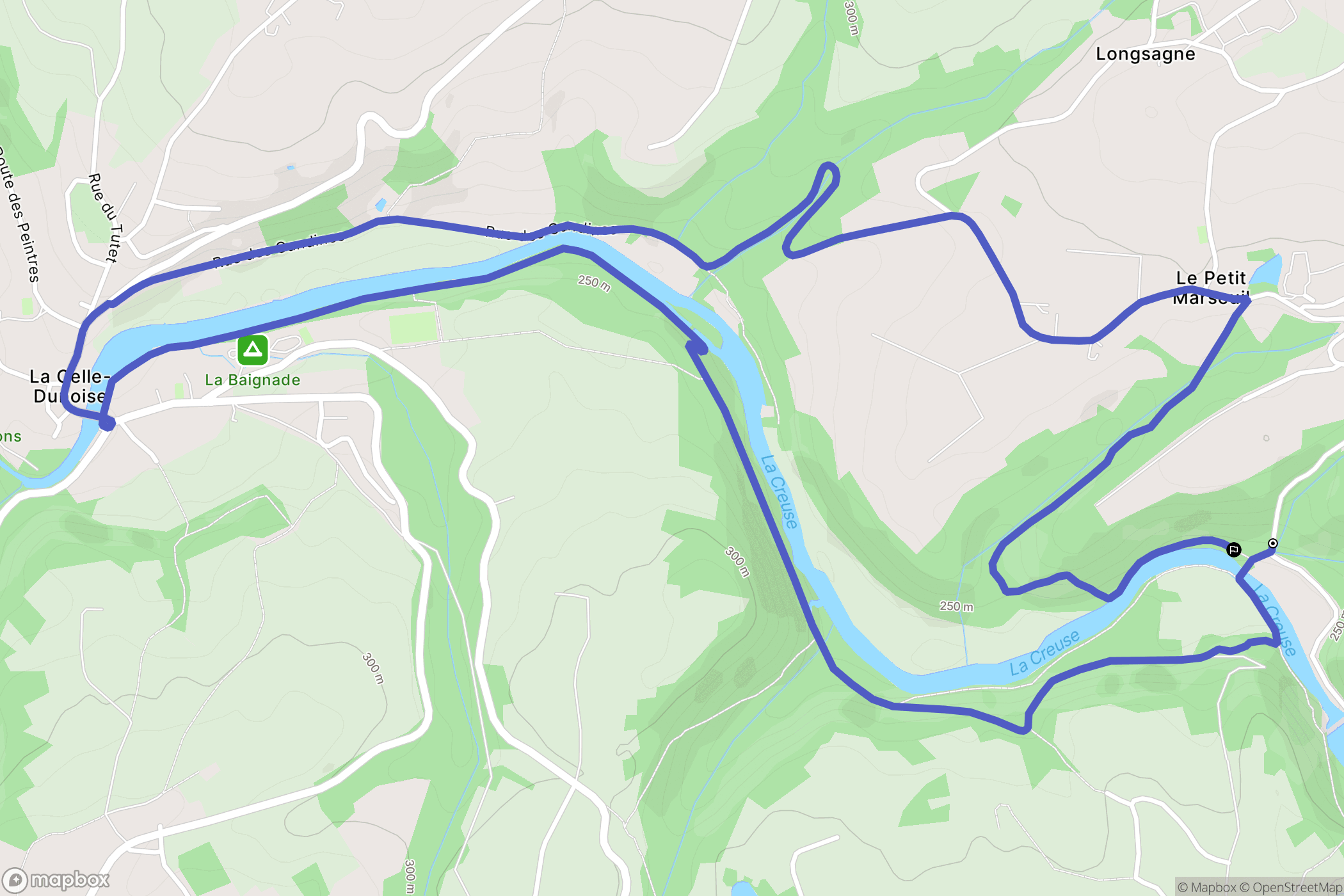 La Celle-Dunoise : carte du parcours de randonnée - France