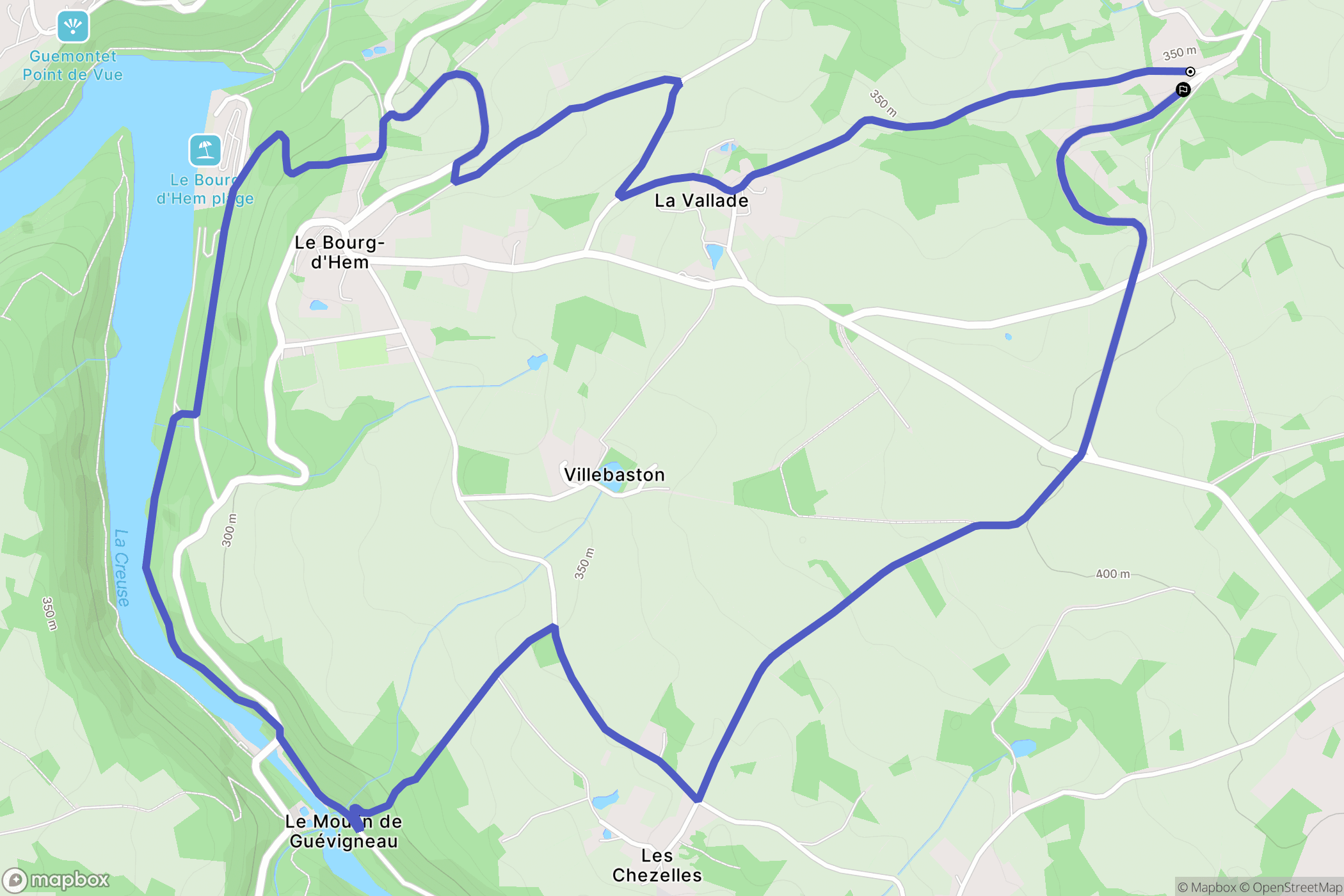 Le Bourg-d'Hem : carte du parcours de randonnée - France