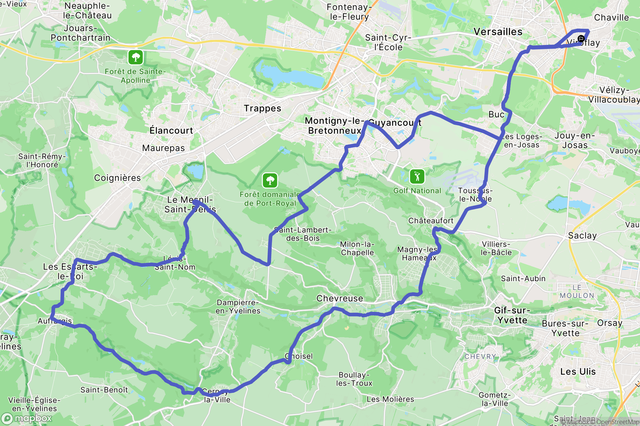 Viroflay : carte du parcours de randonnée - France