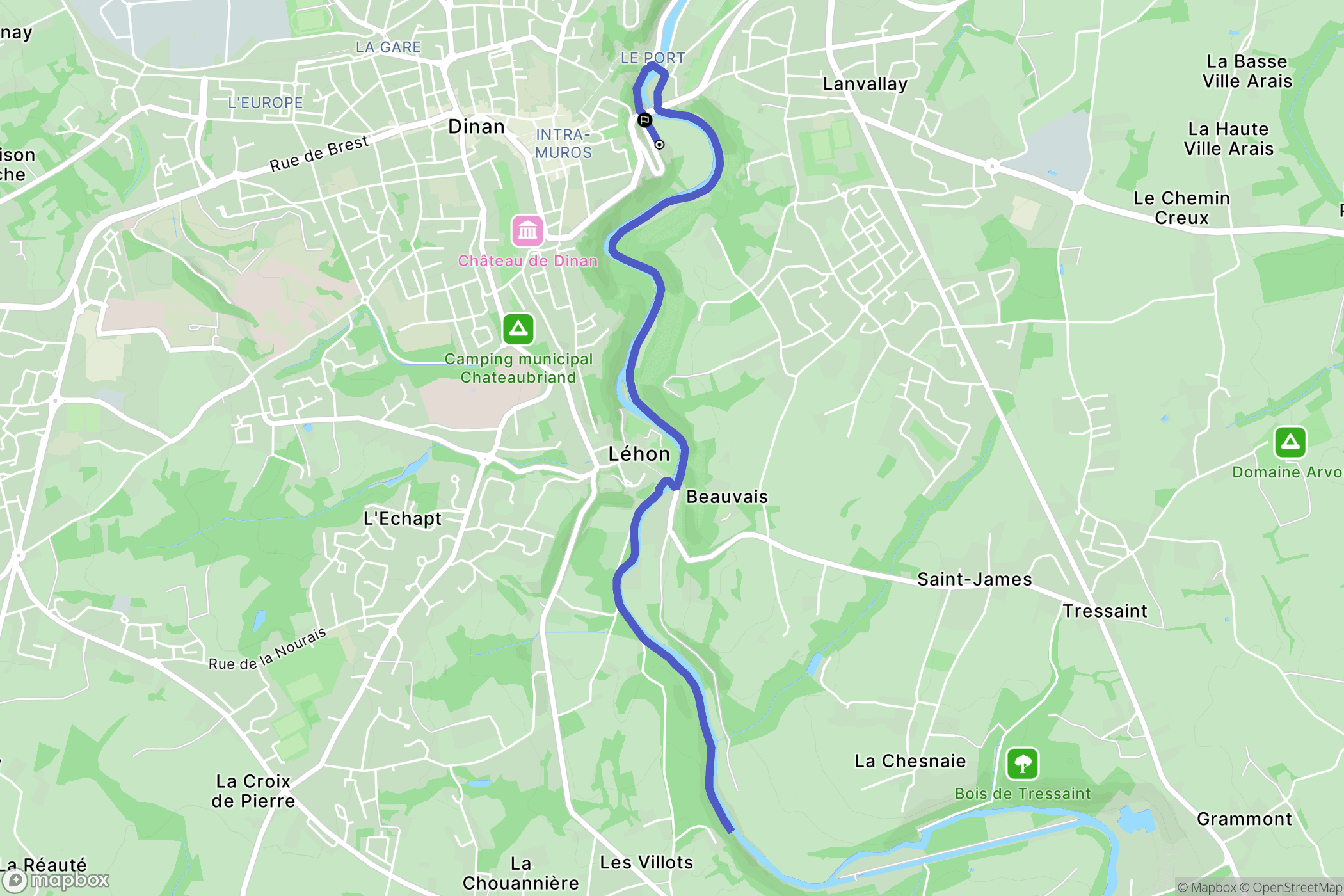 Dinan : carte du parcours de randonnée - France