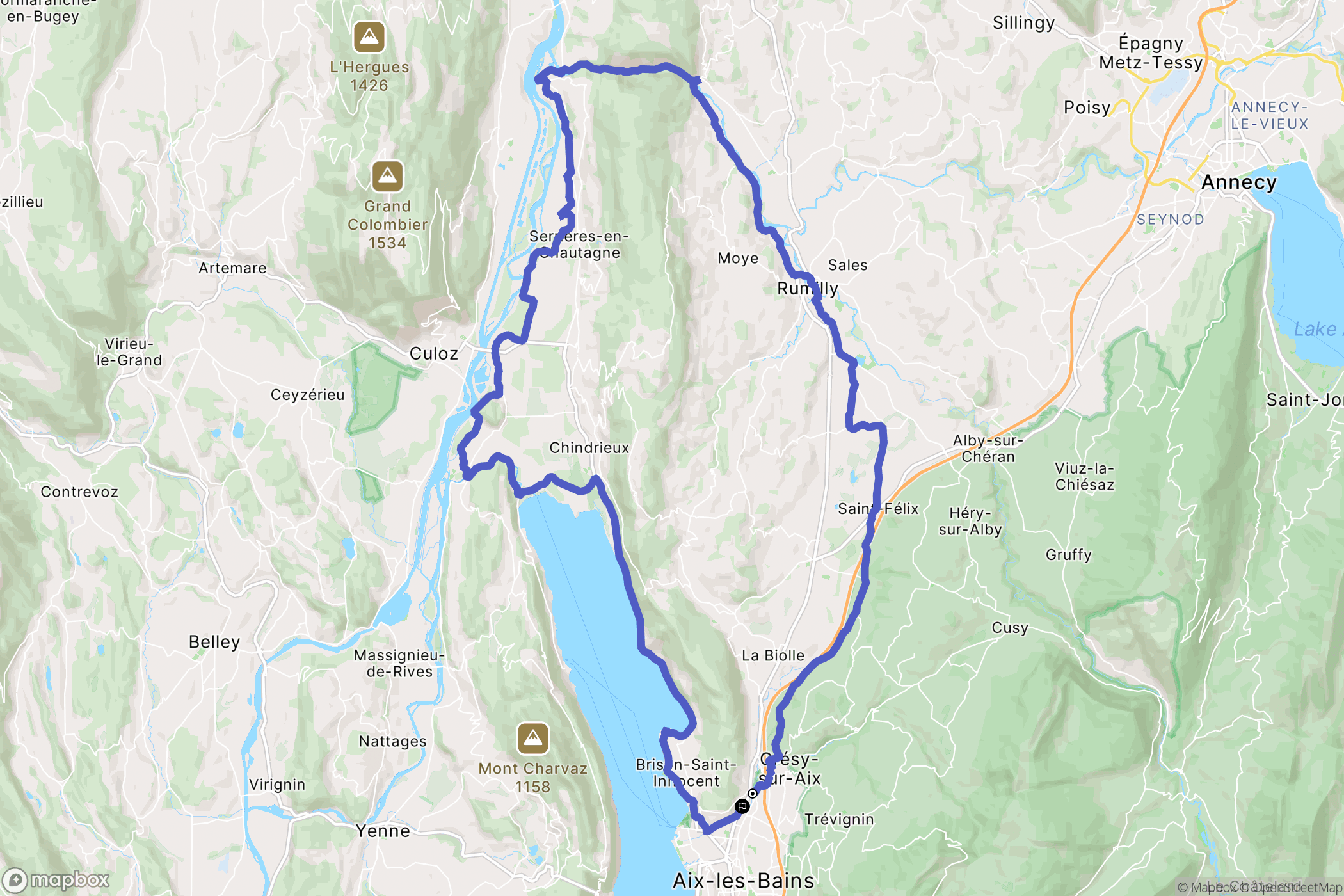 Grésy-sur-Aix : carte du parcours de randonnée - France