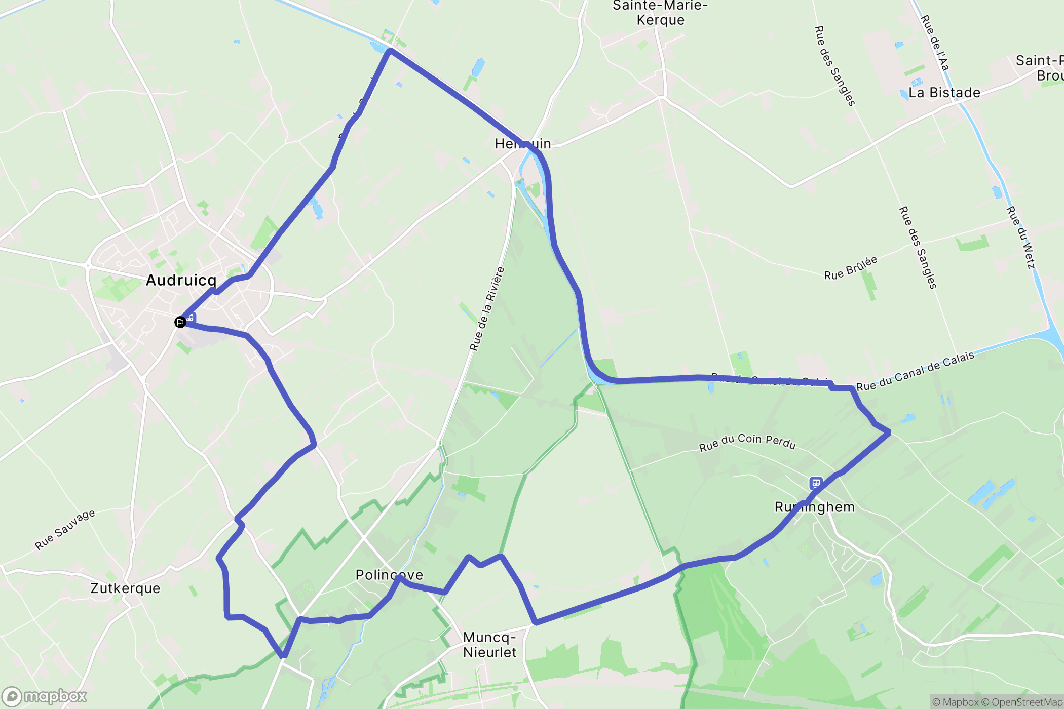 Audruicq : carte du parcours de randonnée - France