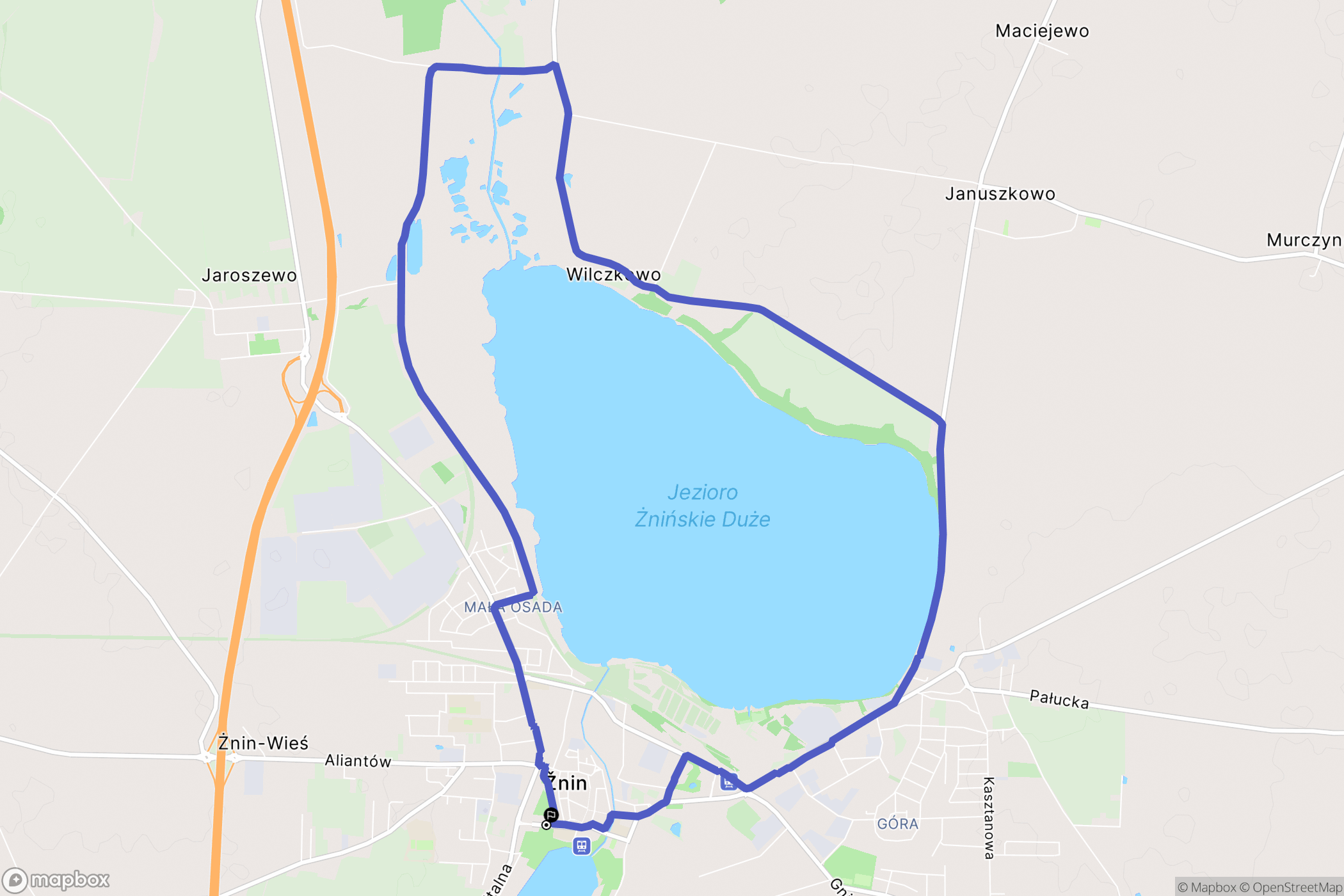 Żnin: mapa trasy - Poland